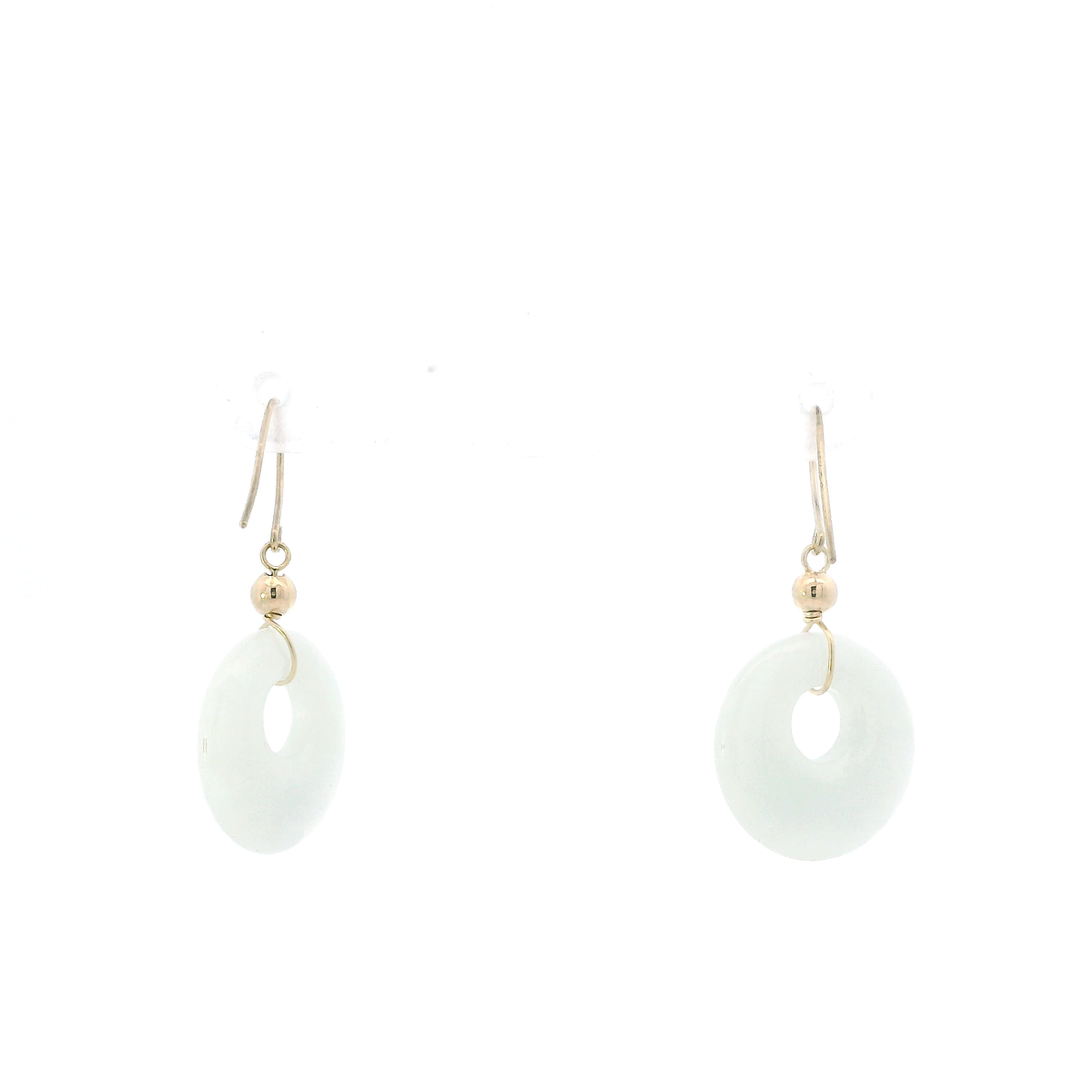 10K Yellow Gold Jade Dangle Earrings