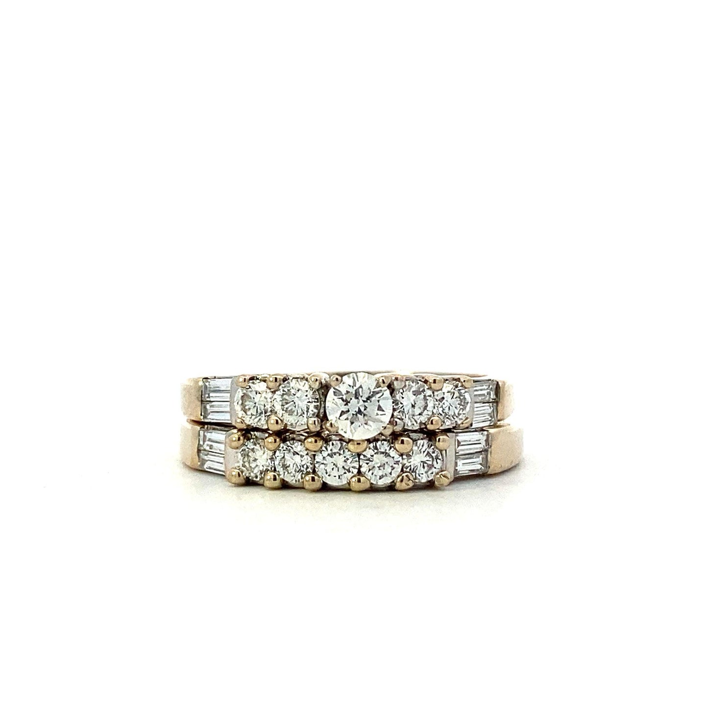 18K Oro Blanco Diamante de Compromiso y Anillo de Boda Set - 1.01ct - ipawnishop.com