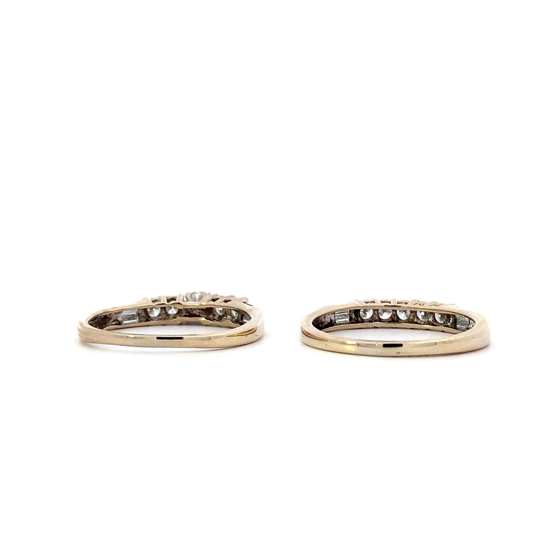 18K White Gold Diamond Engagement & Wedding Ring Set - 1.01ct - ipawnishop.com