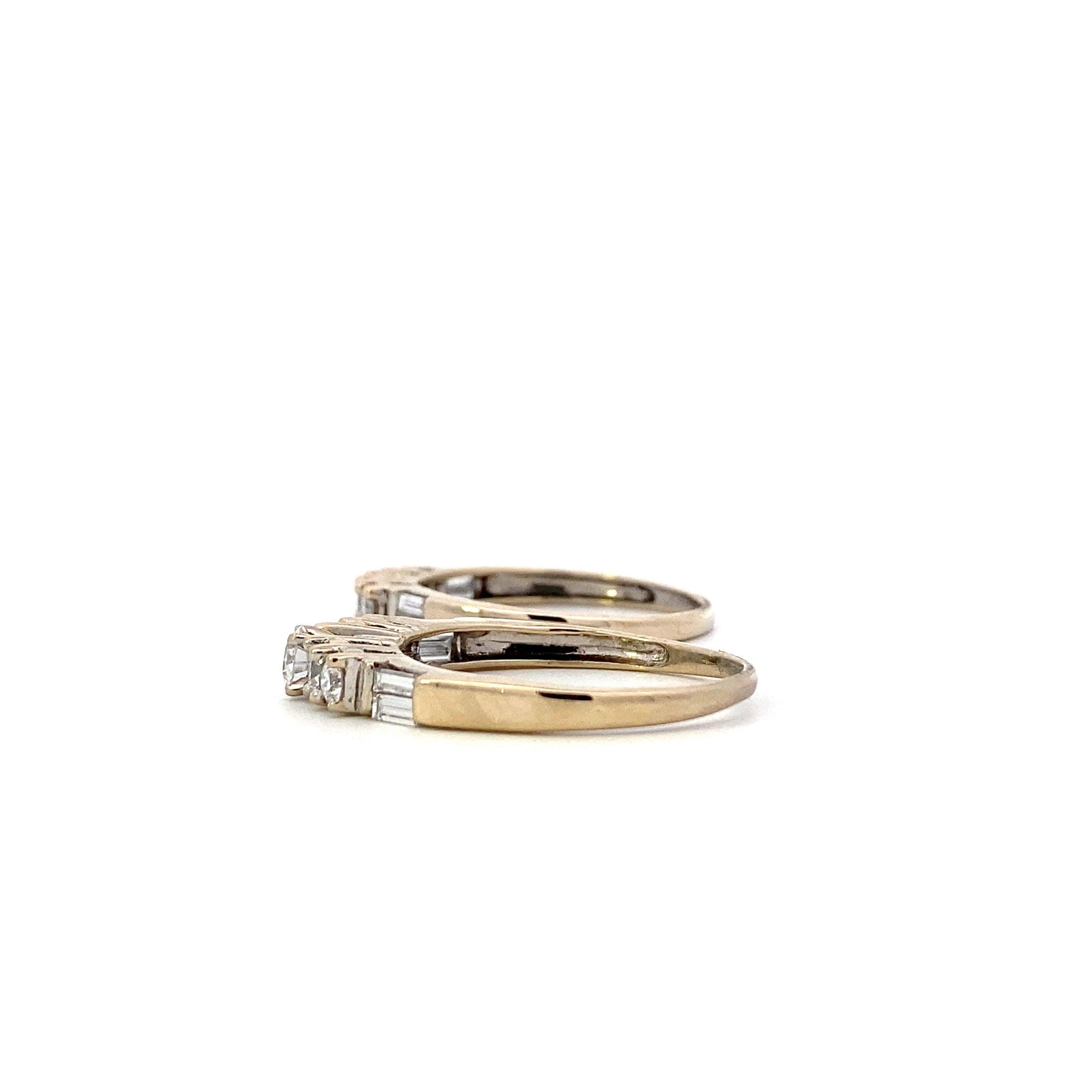 18K White Gold Diamond Engagement & Wedding Ring Set - 1.01ct - ipawnishop.com