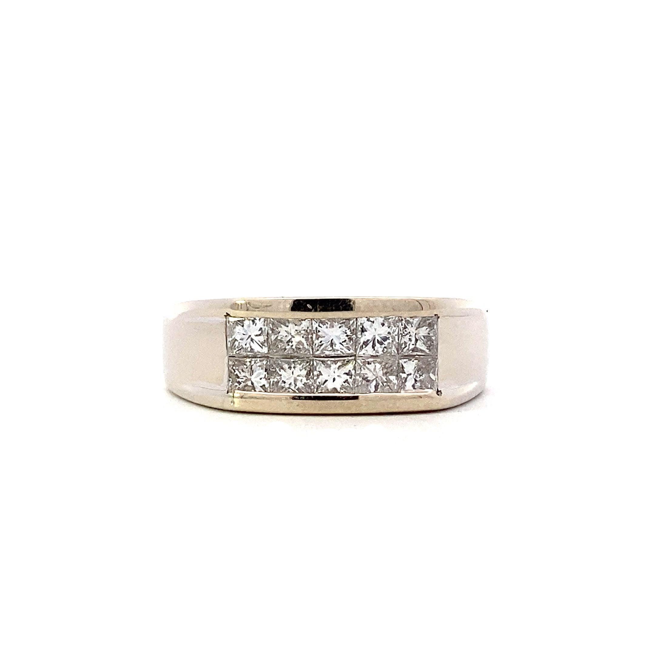 18K White Gold Men's Diamond Ring - 1.10ct - ipawnishop.com