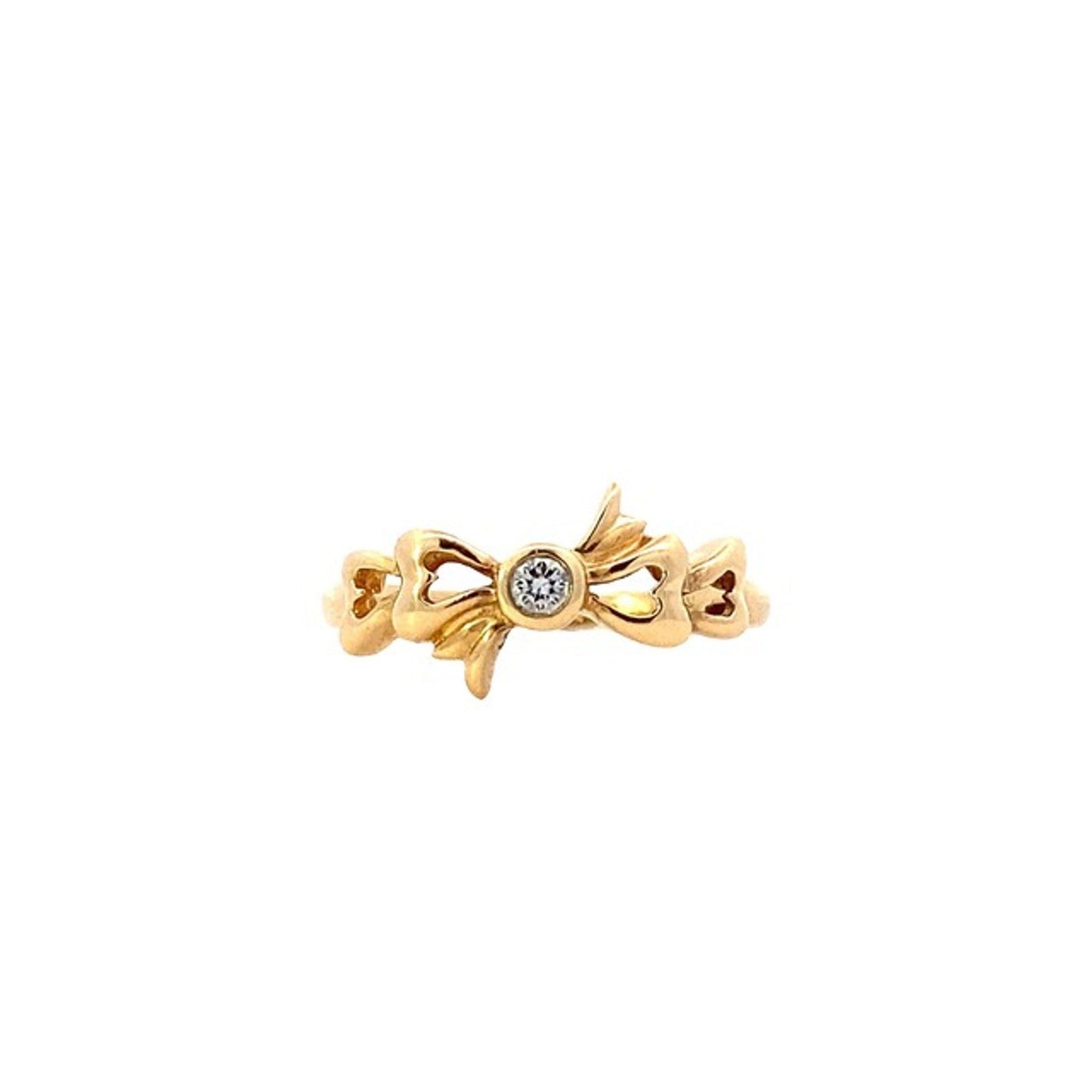18K Yellow Gold Diamond "Bow" Ring - 0.08ct - ipawnishop.com