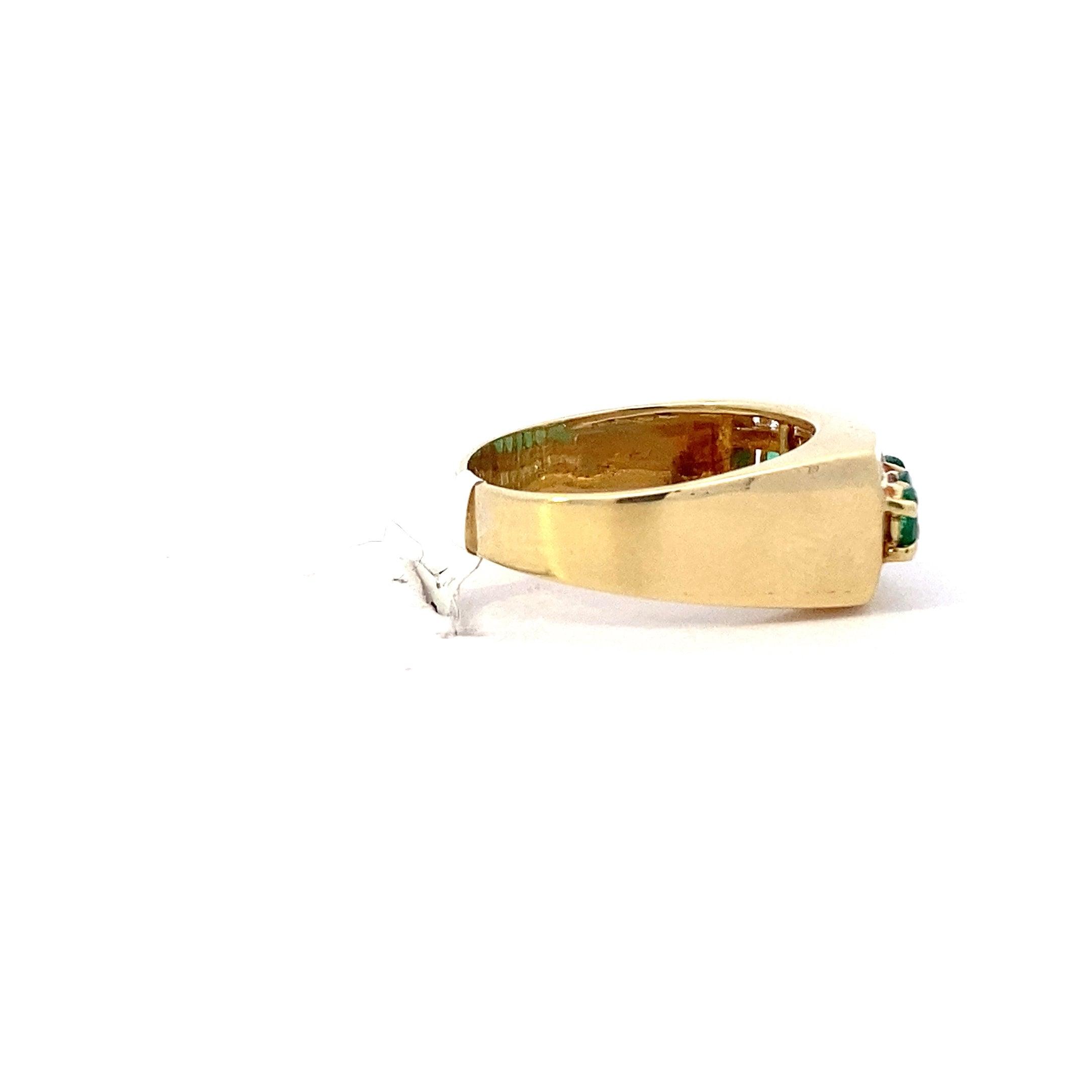 18K Yellow Gold Emerald Women's Diamond Ring - 0.29ct - ipawnishop.com
