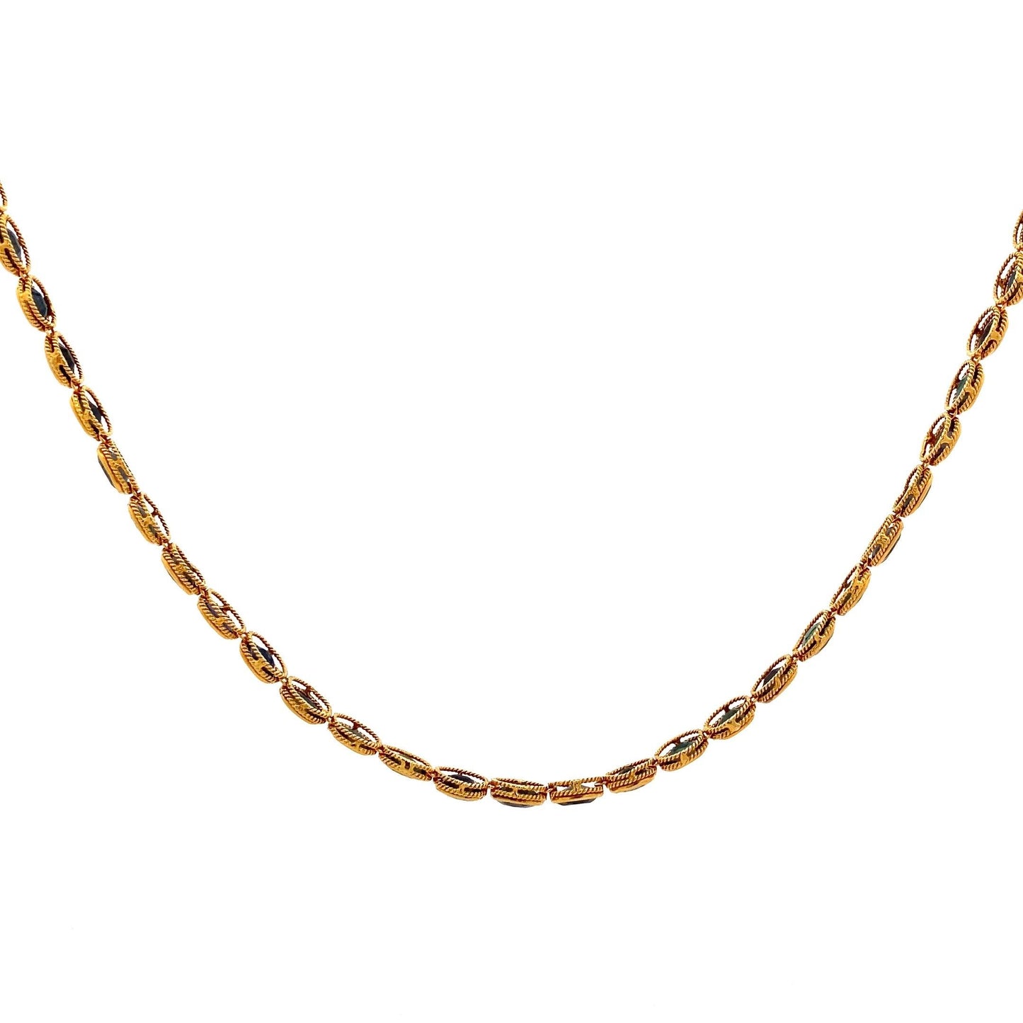 18K Yellow Gold Sapphire 17" Necklace - ipawnishop.com