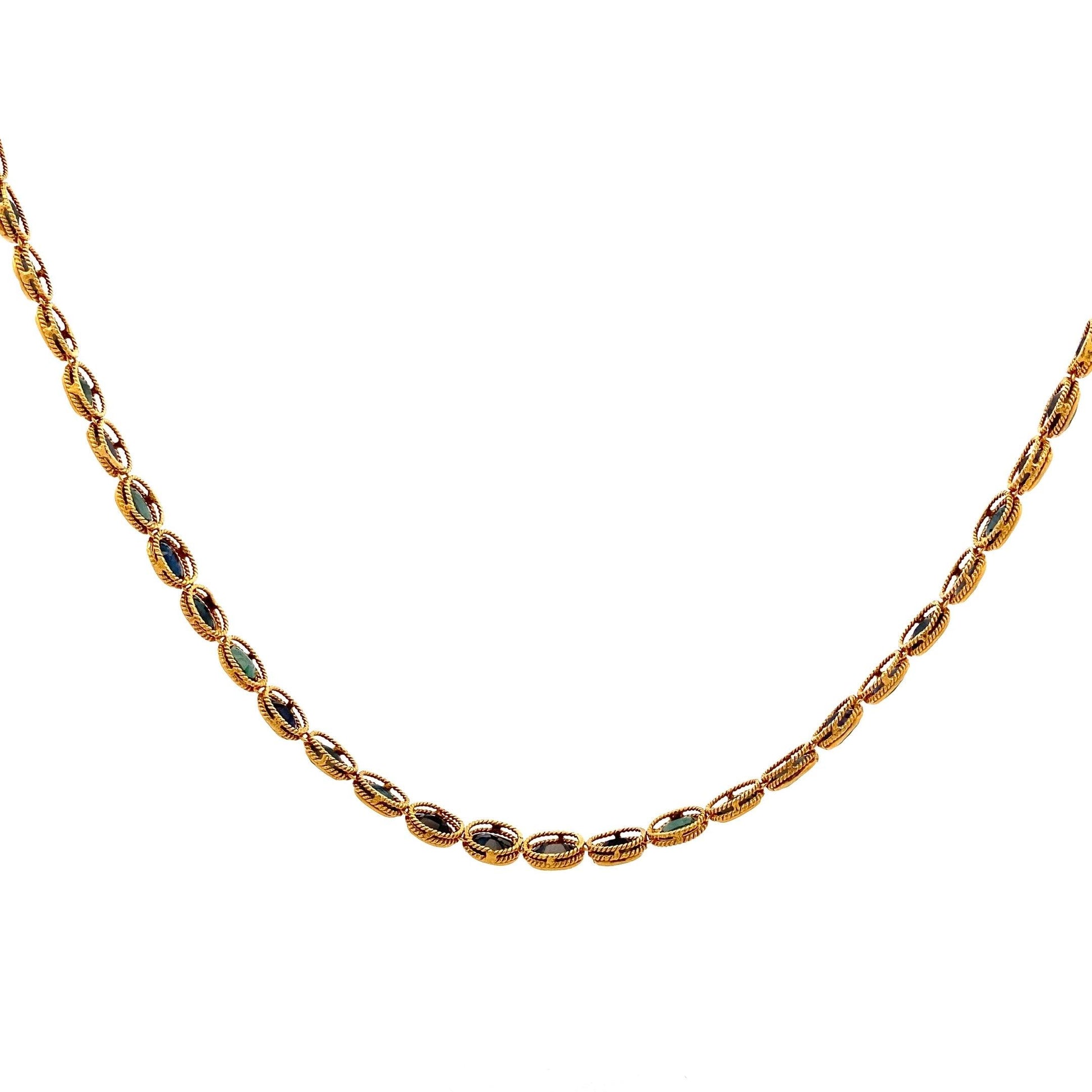 18K Yellow Gold Sapphire 17" Necklace - ipawnishop.com
