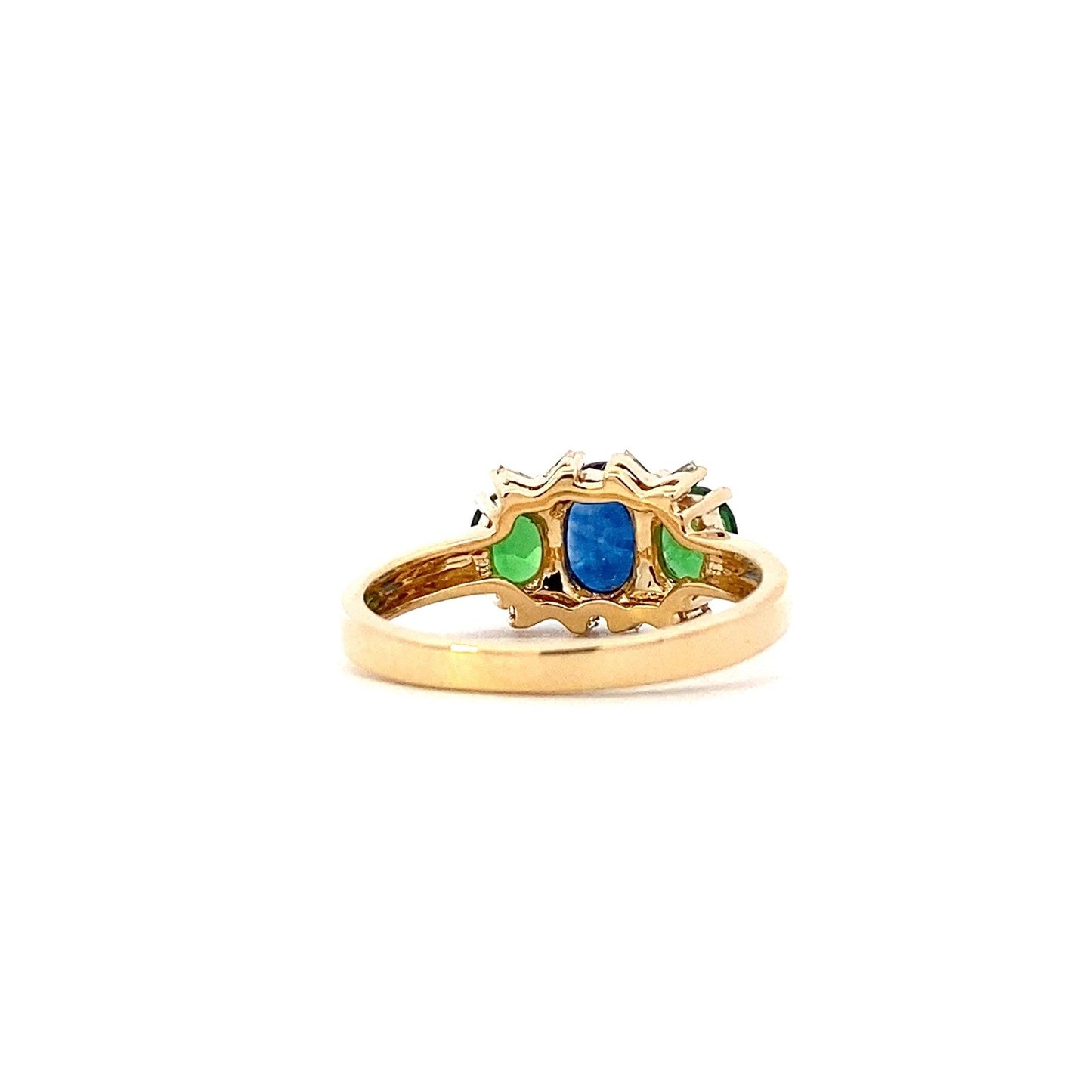 18K Yellow Gold Sapphire & Tsavorite Garnet Women's Diamond Ring - 0.12ct - ipawnishop.com