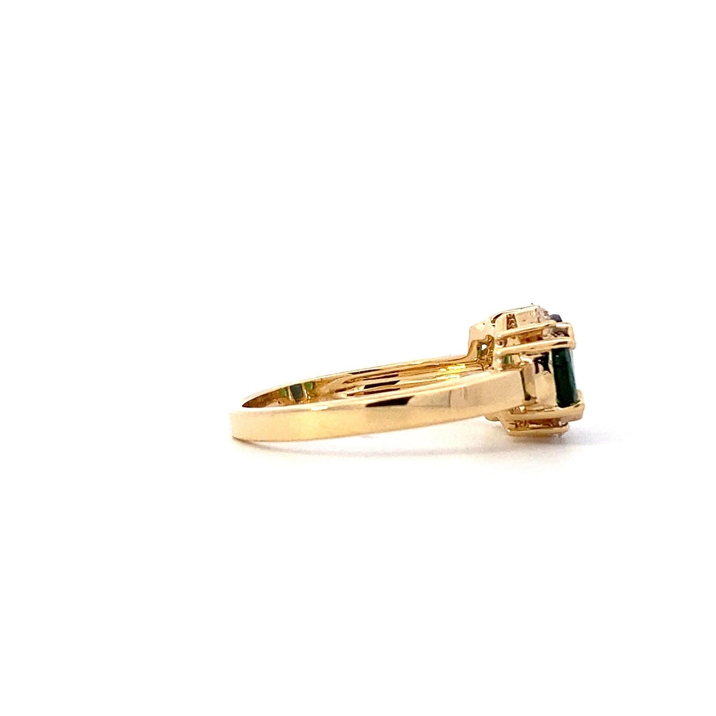 18K Yellow Gold Sapphire & Tsavorite Garnet Women's Diamond Ring - 0.12ct - ipawnishop.com