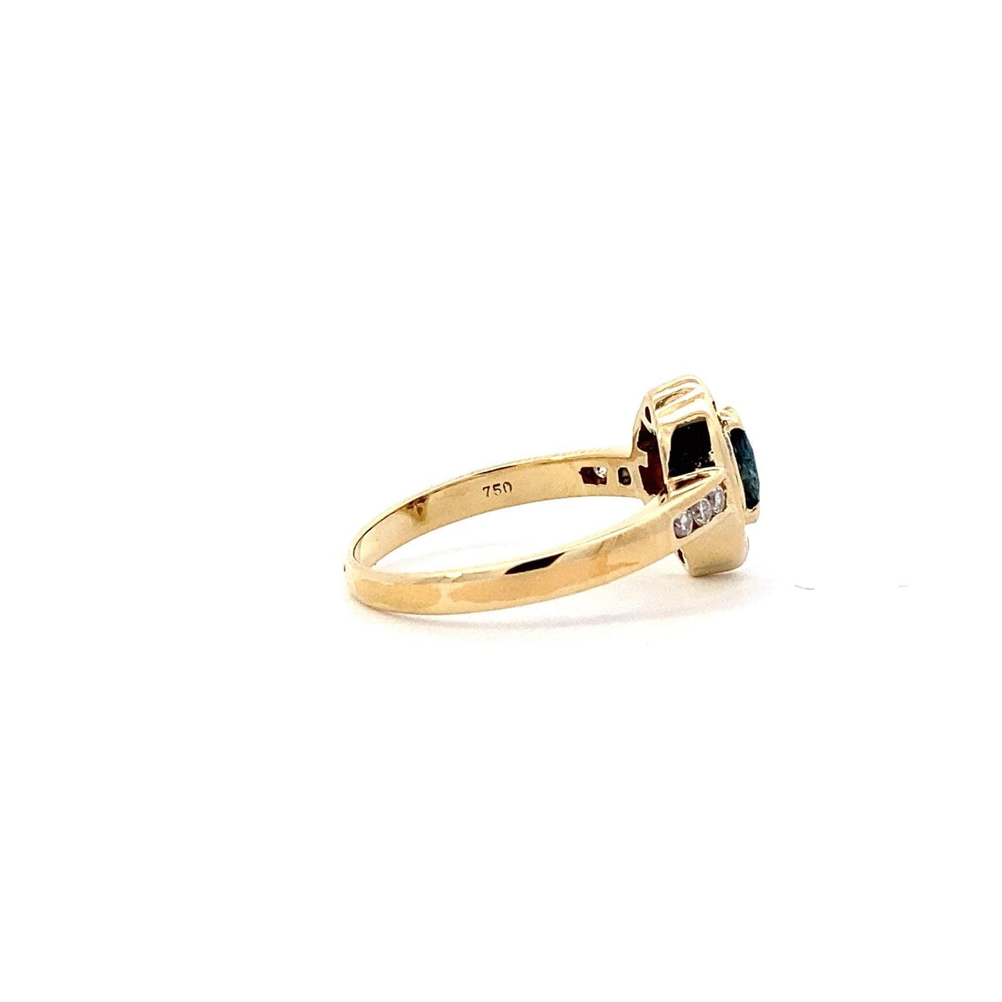 18K Yellow Gold Sapphire Women's Diamond Ring - 0.35ct - ipawnishop.com