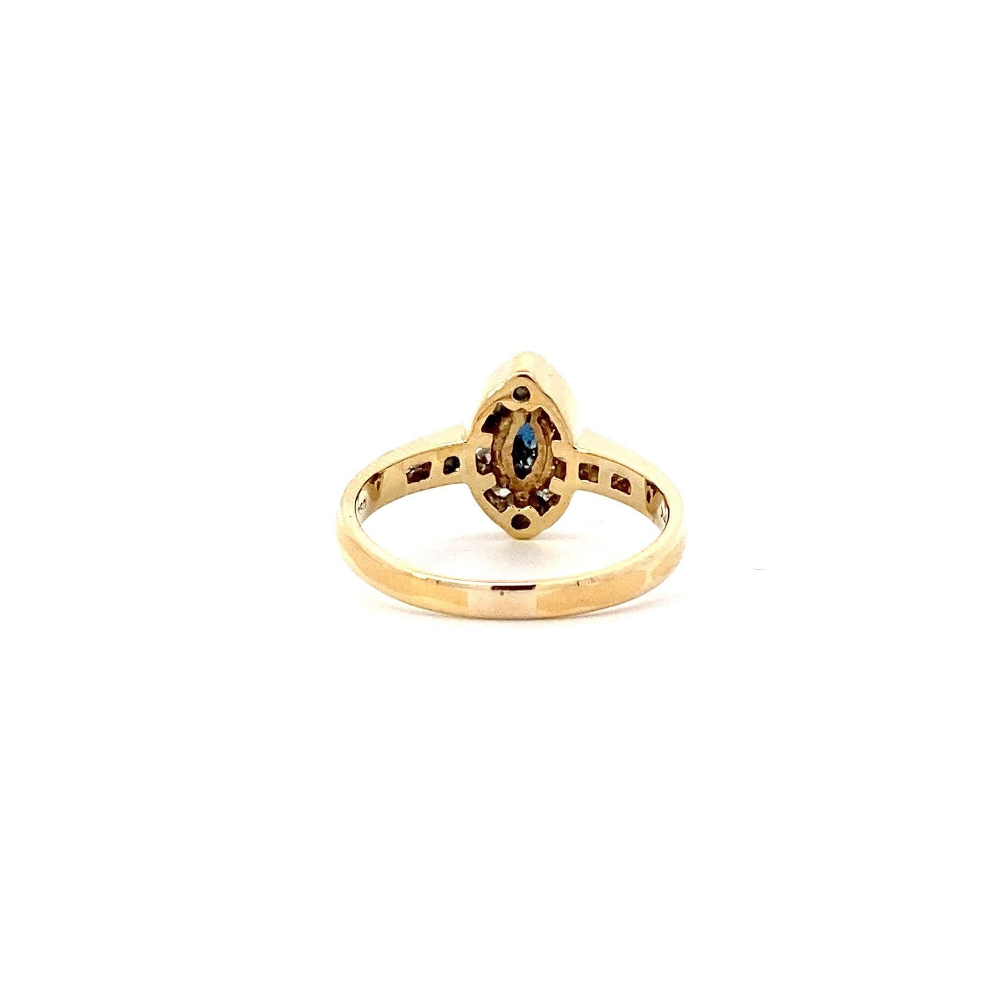 18K Yellow Gold Sapphire Women's Diamond Ring - 0.35ct - ipawnishop.com