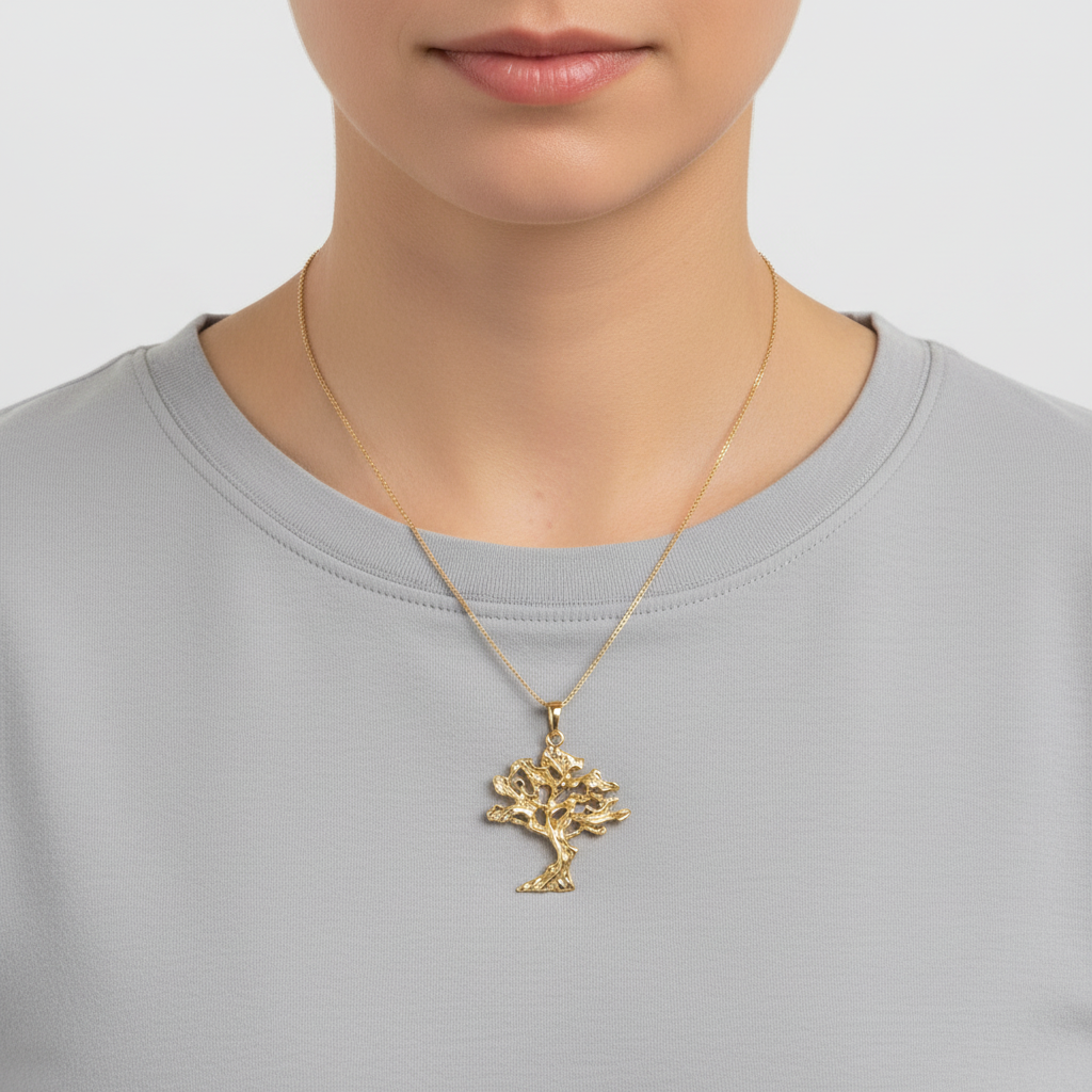 14K Yellow Gold Tree Pendant