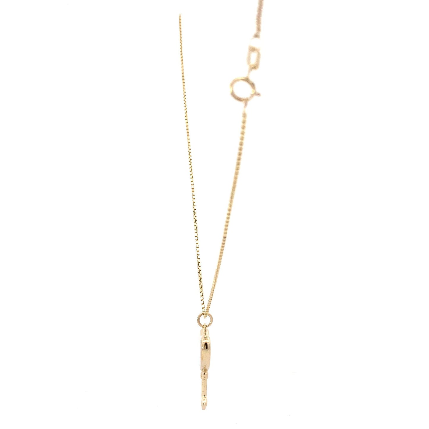 14K Yellow Gold Mother of Pearl Heart Key Necklace