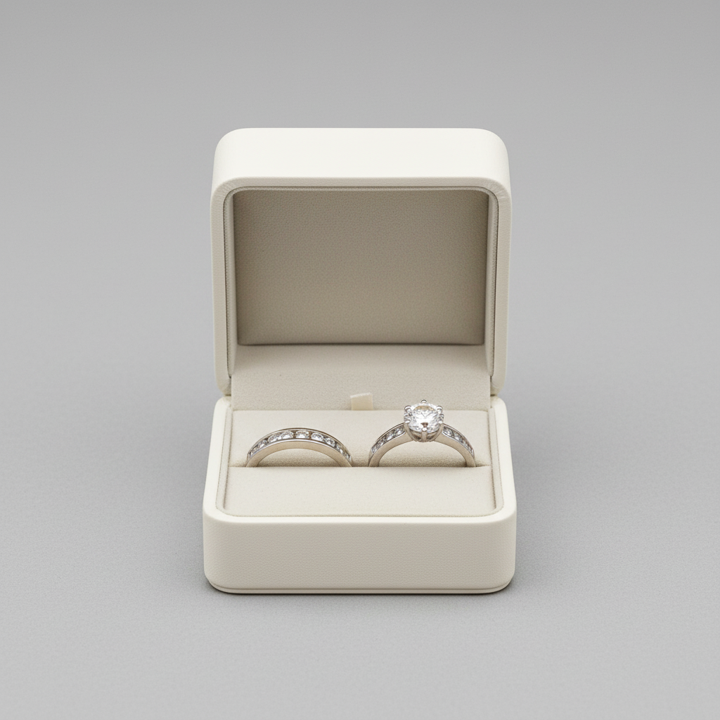 14K White Gold Diamond Engagement & Wedding Ring Set - 1.47ct