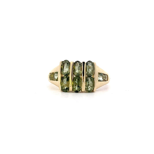 14K Yellow Gold Green Peridot Women's Ring