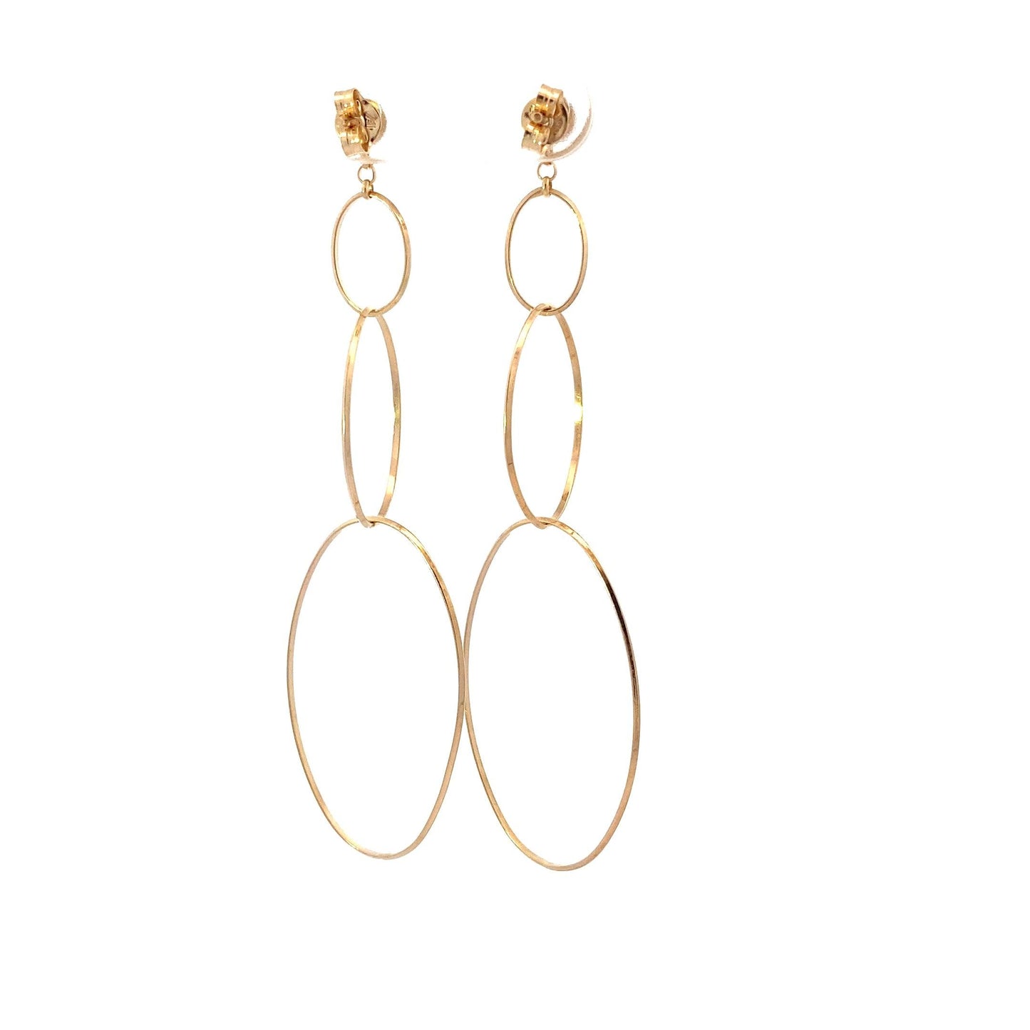 14K Yellow Gold Layered Oval Dangle Earrings