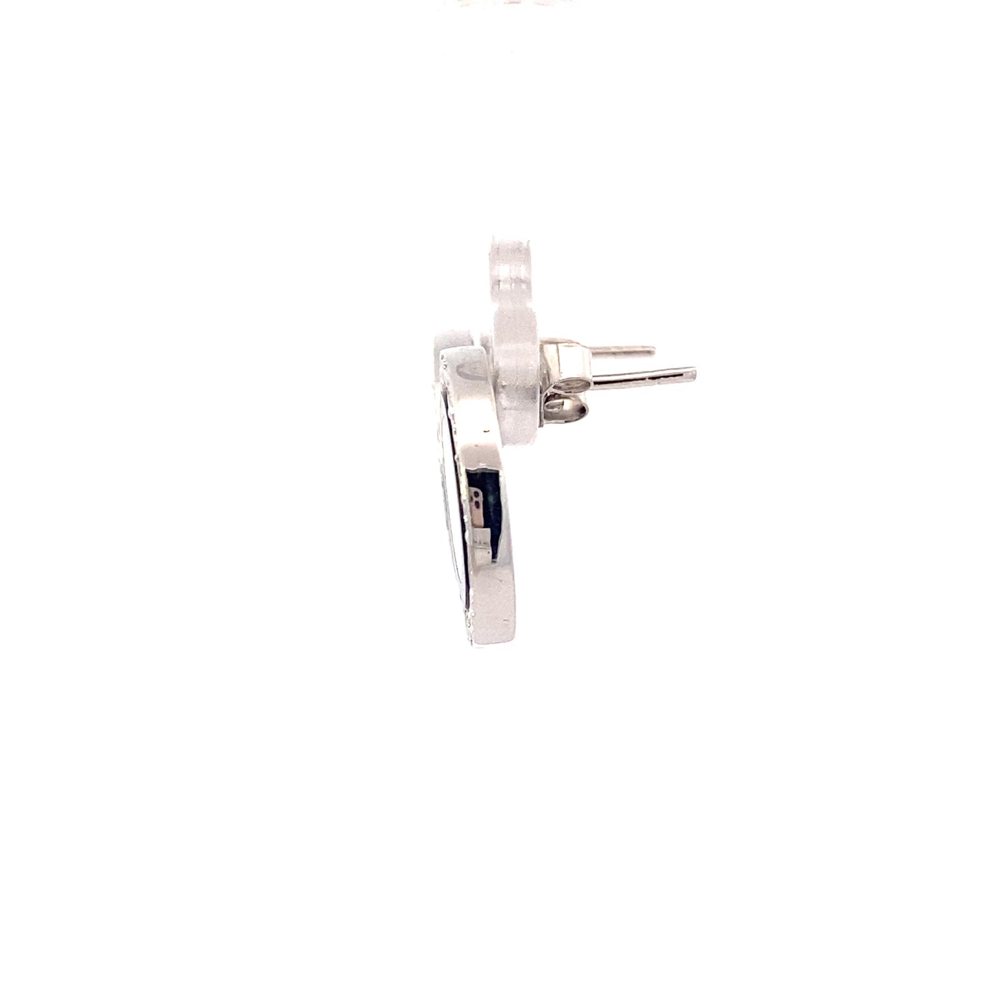 14K White Gold Mother of Pearl Black Onyx Diamond Earrings - 0.11ct