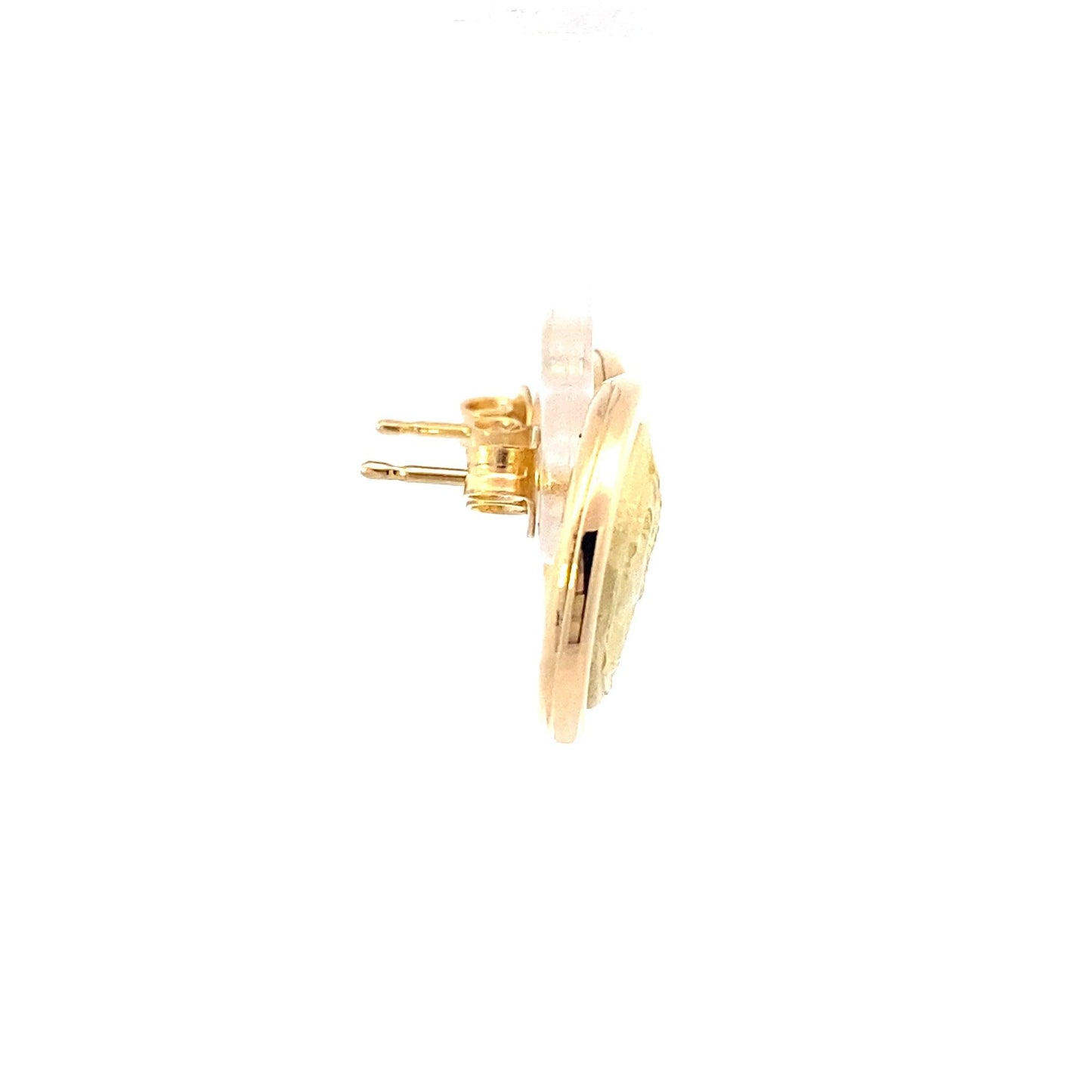 18K Yellow Gold Cameo Button Stud Earrings
