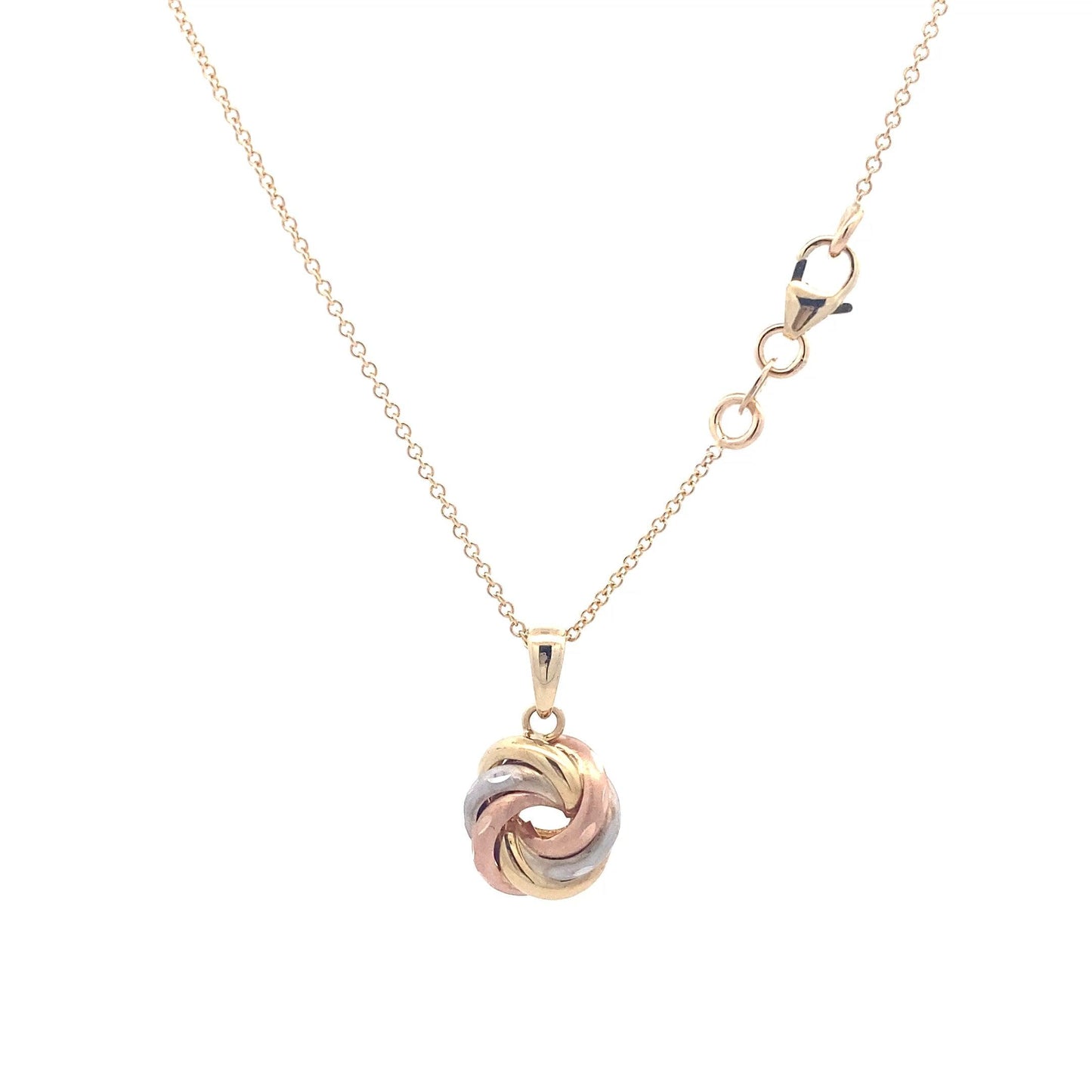 14K Tri-Color Gold Cable Chain & Twirl Pendant Set