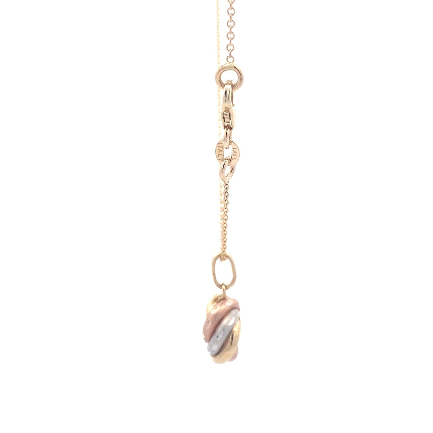 14K Tri-Color Gold Cable Chain & Twirl Pendant Set