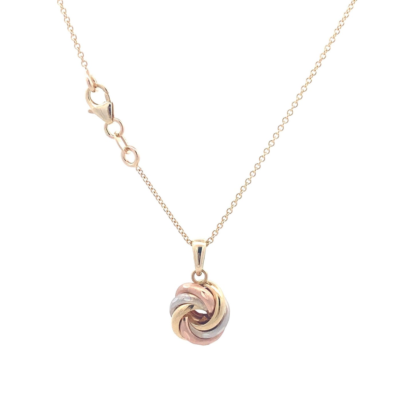 14K Tri-Color Gold Cable Chain & Twirl Pendant Set