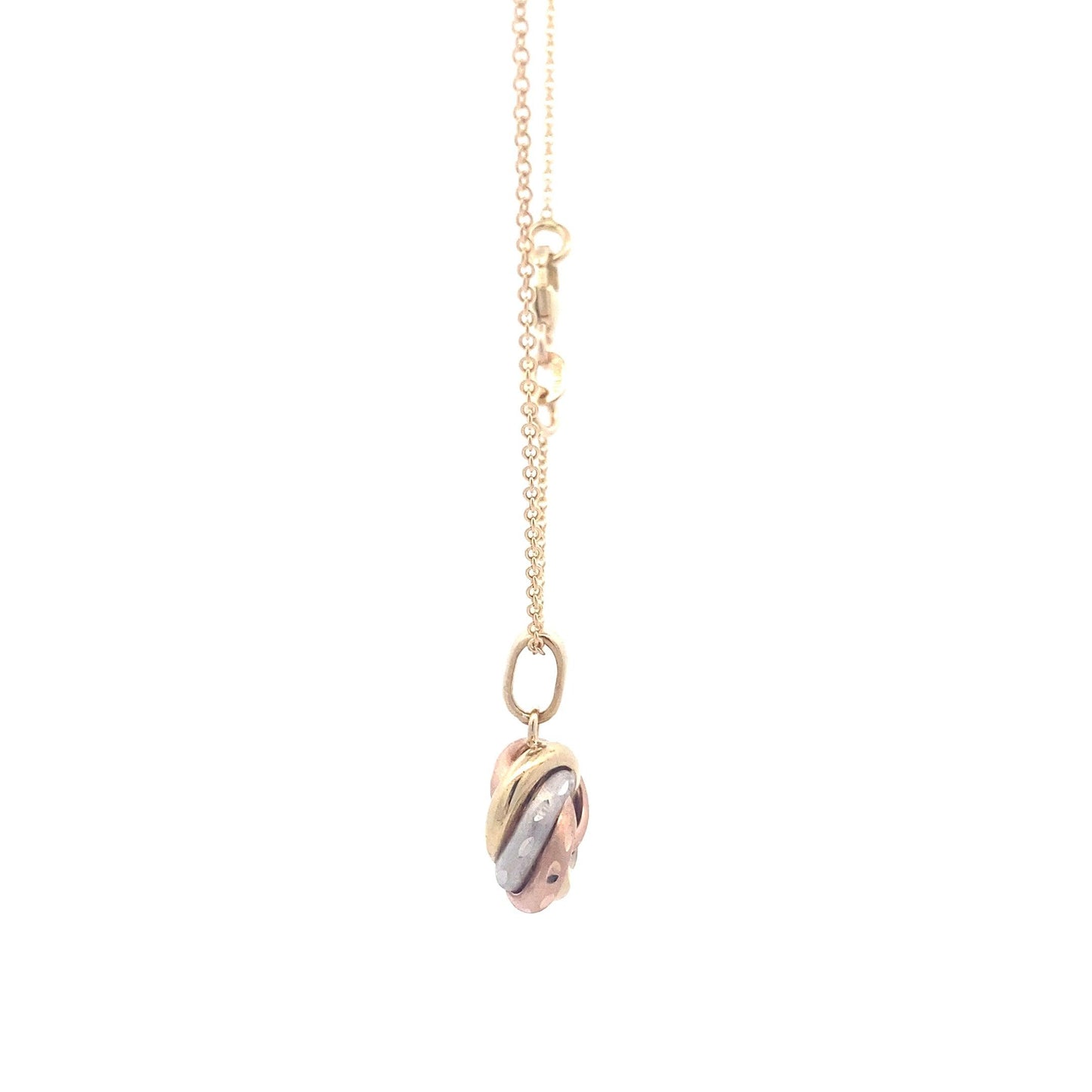 14K Tri-Color Gold Cable Chain & Twirl Pendant Set