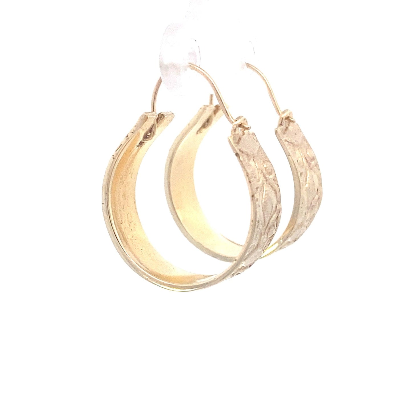 14K Yellow Gold Fancy Design Hoop Earrings