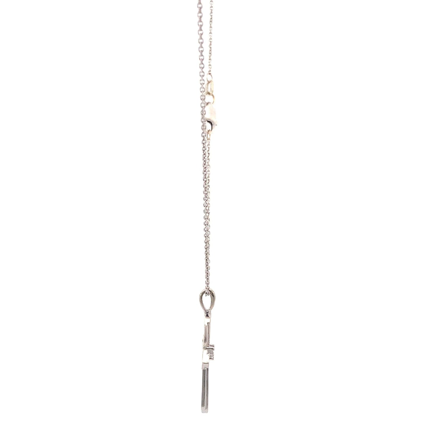 14K White Gold Cable Chain & Filigree Cross Pendant Set