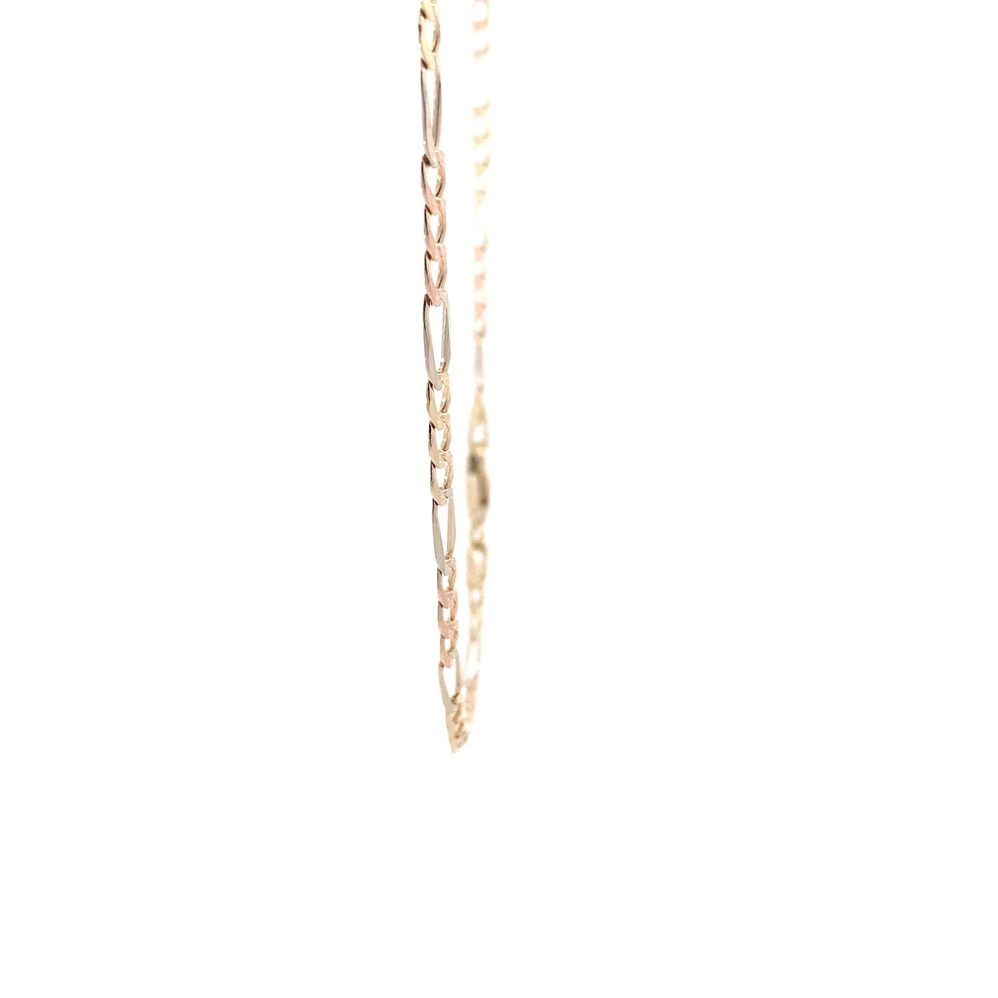 14K Tri Colored Gold 16" Figaro Chain