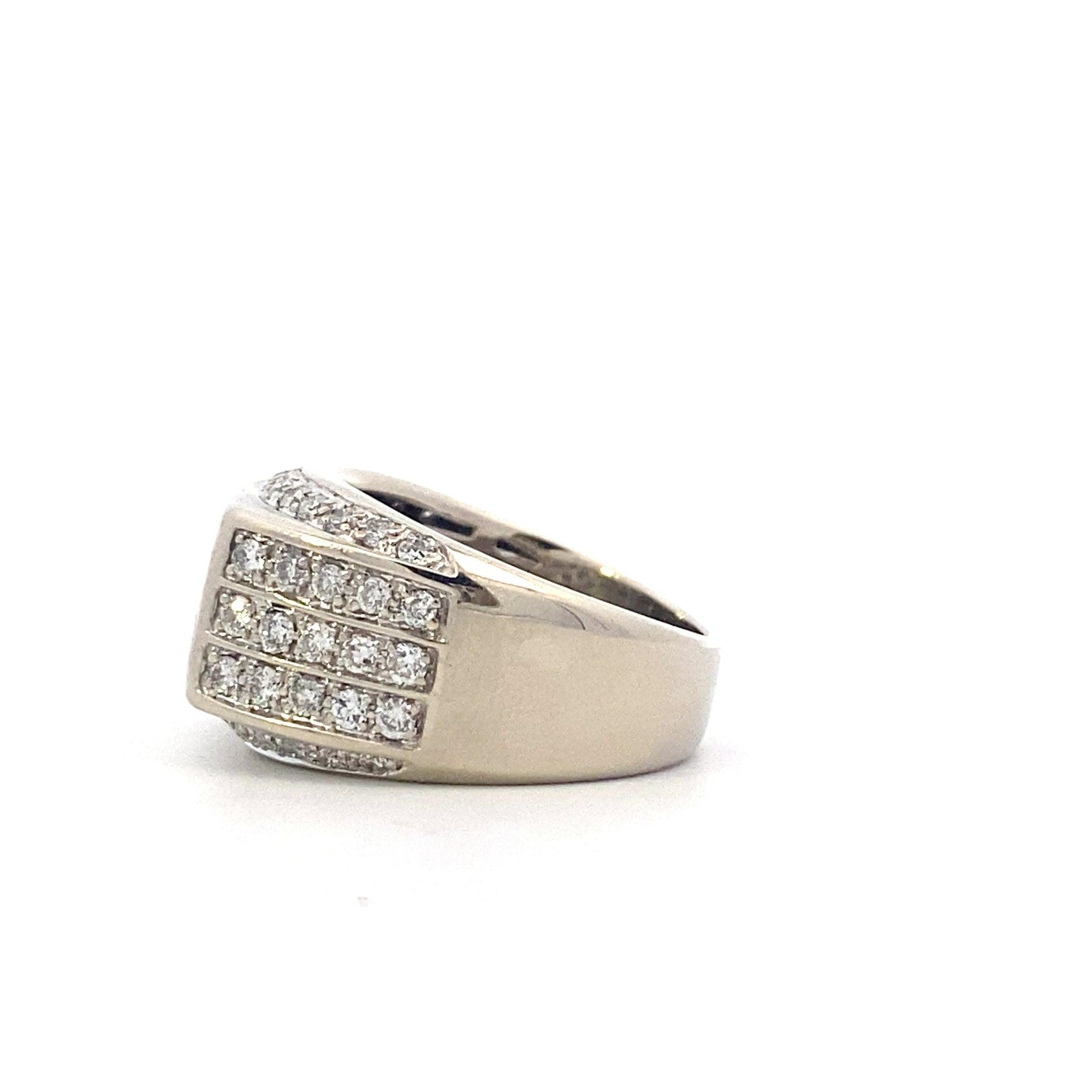 14K White Gold And Diamond Mens Ring - 1.63ct