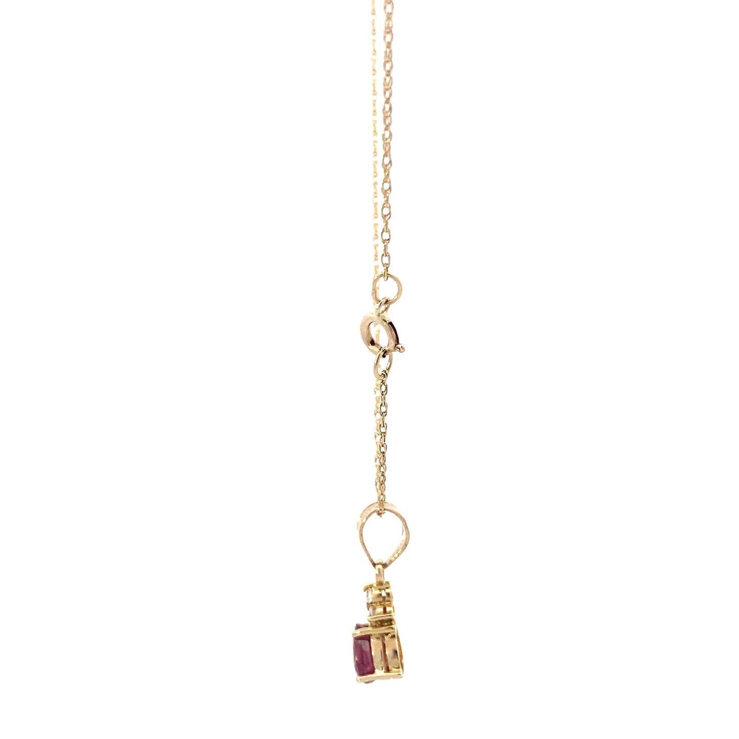 14K Yellow Gold Pear Ruby Pendant And Rope Chain
