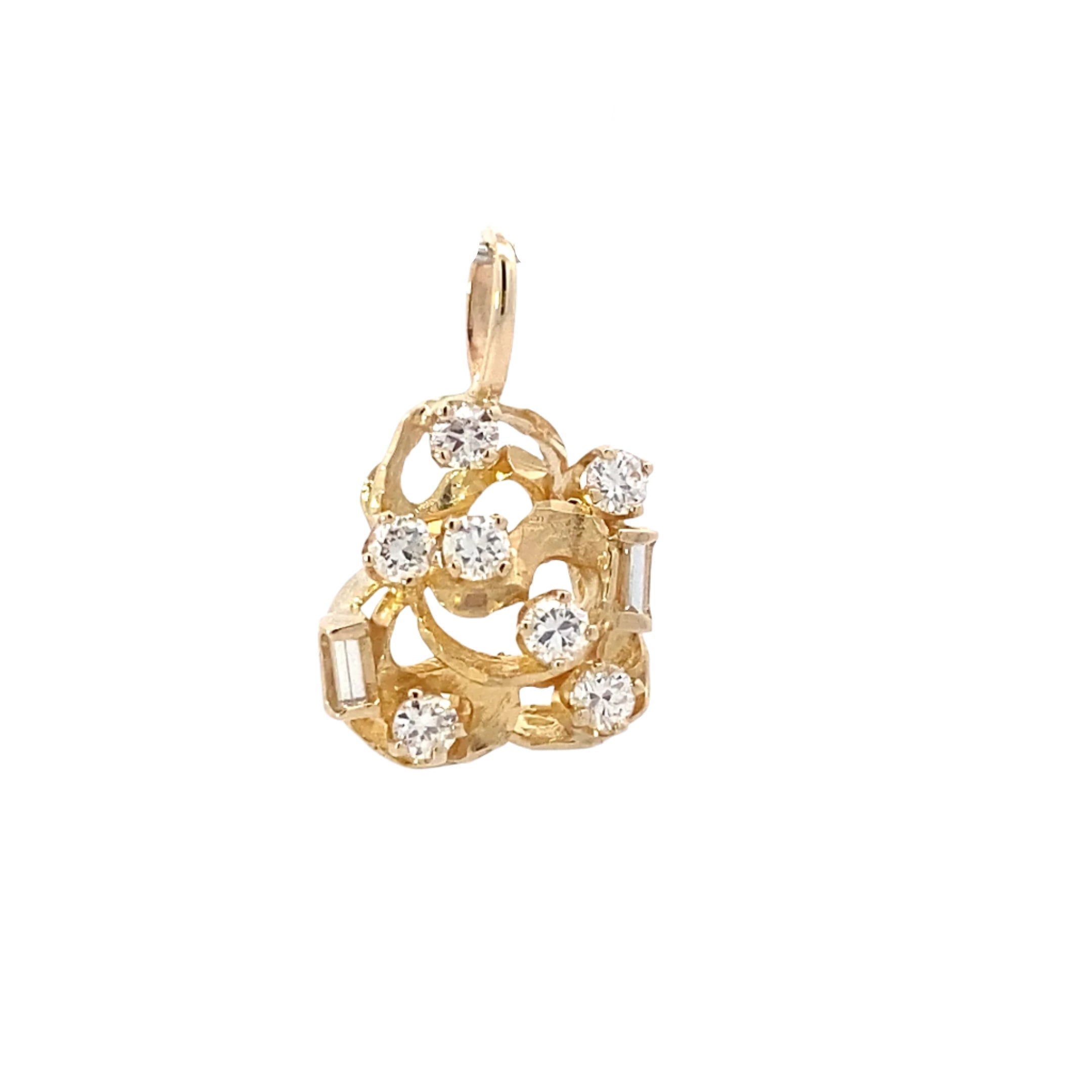 14K Yellow Gold Diamond Nugget Pendant -0.64ct