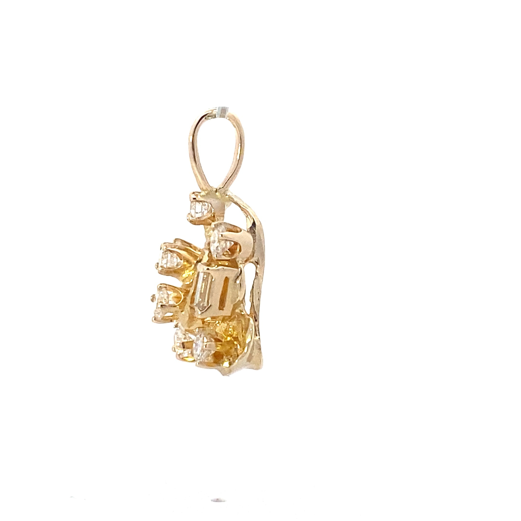 14K Yellow Gold Diamond Nugget Pendant -0.64ct