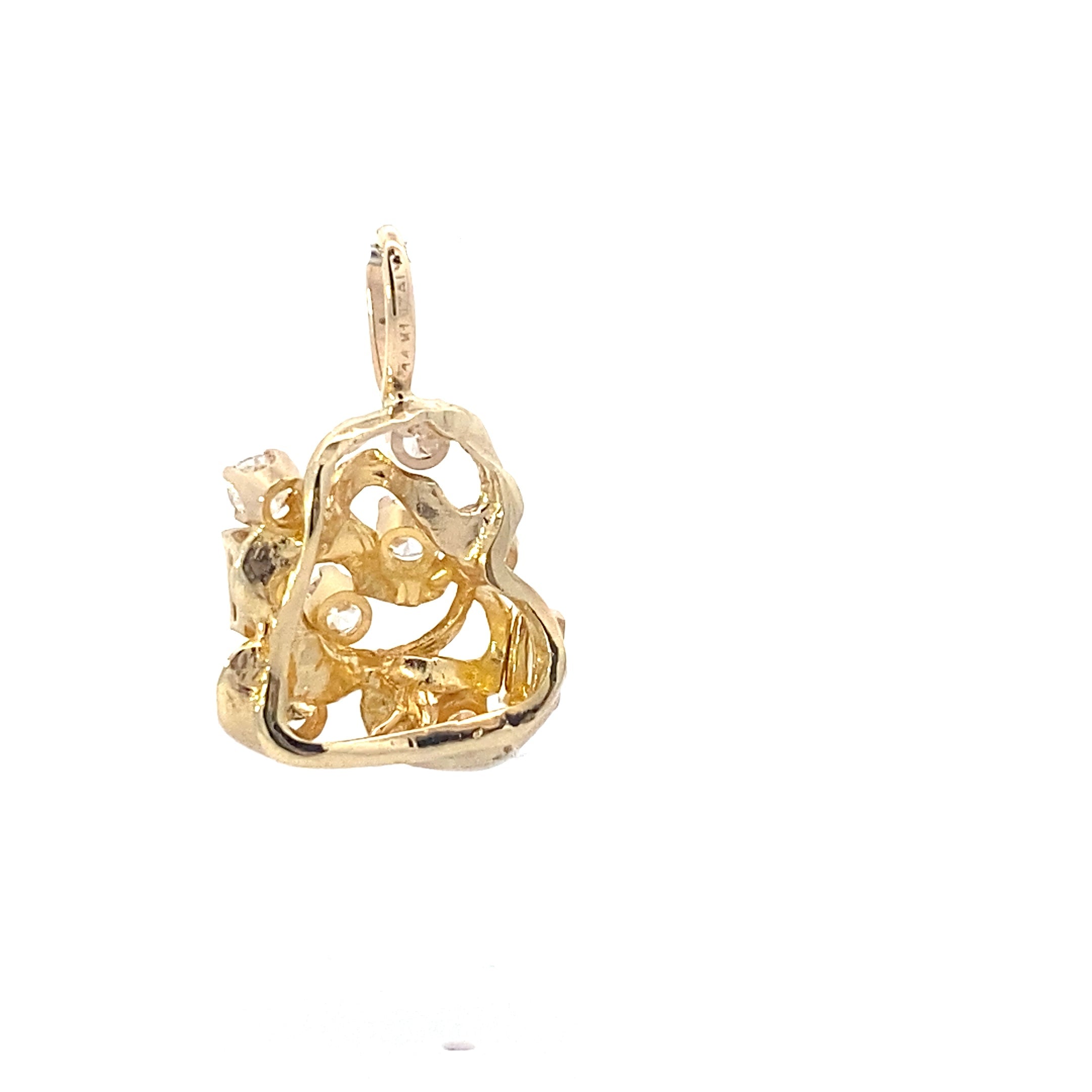 14K Yellow Gold Diamond Nugget Pendant -0.64ct