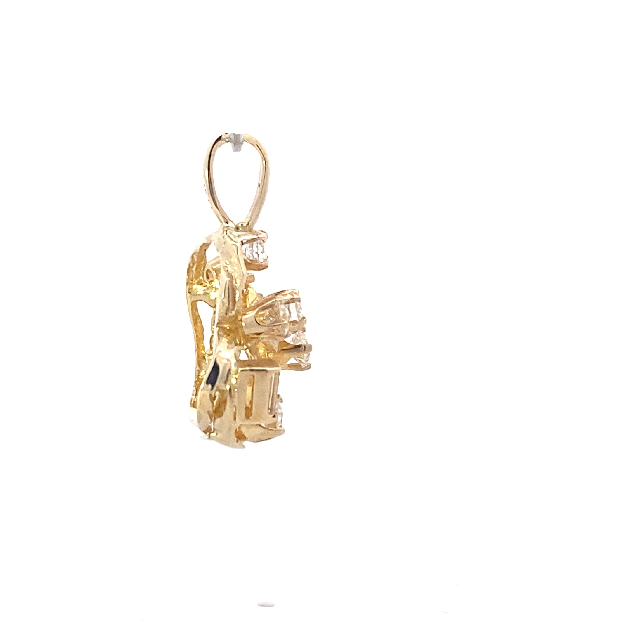 14K Yellow Gold Diamond Nugget Pendant -0.64ct