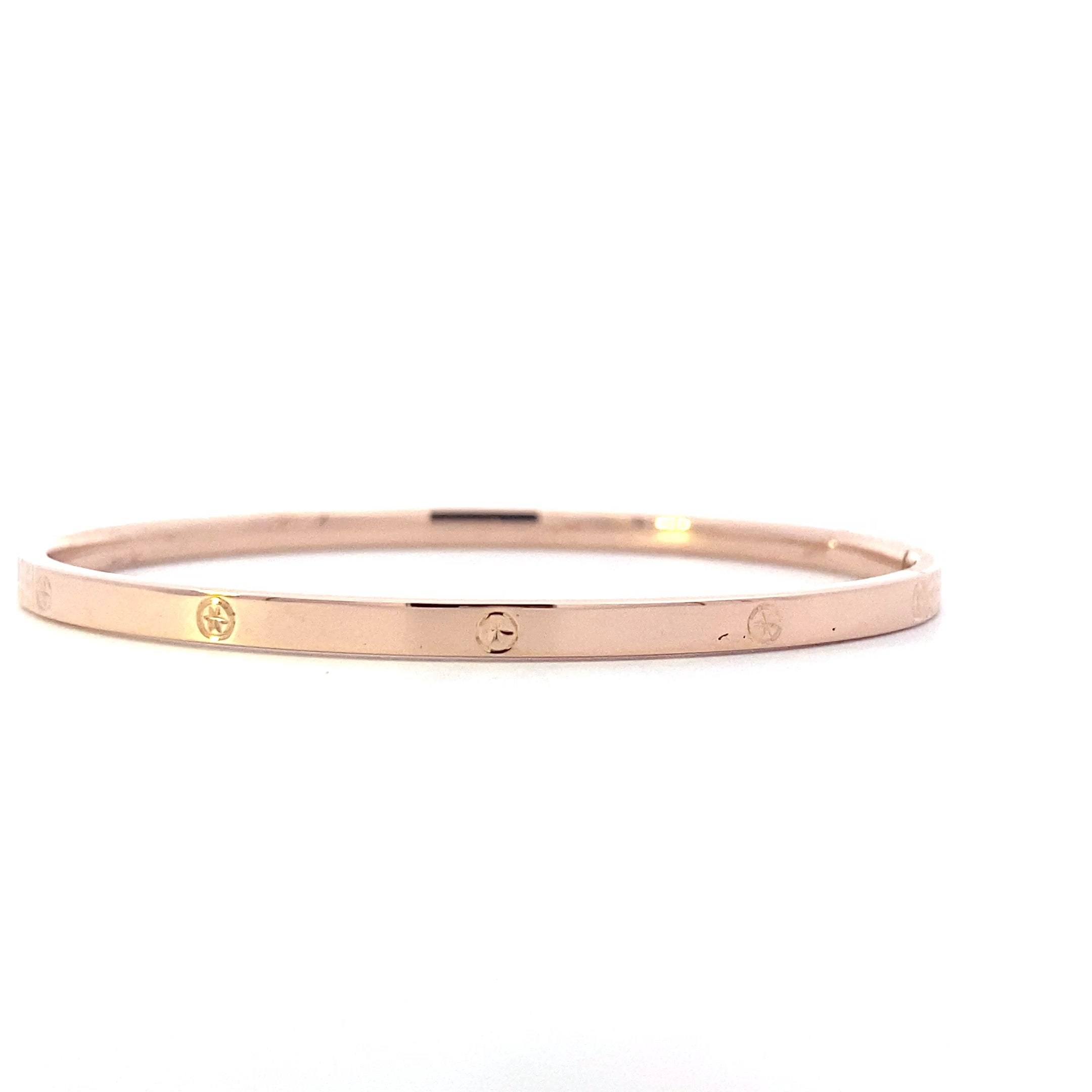 18K Rose Gold Diamond Cut Bangle Bracelet