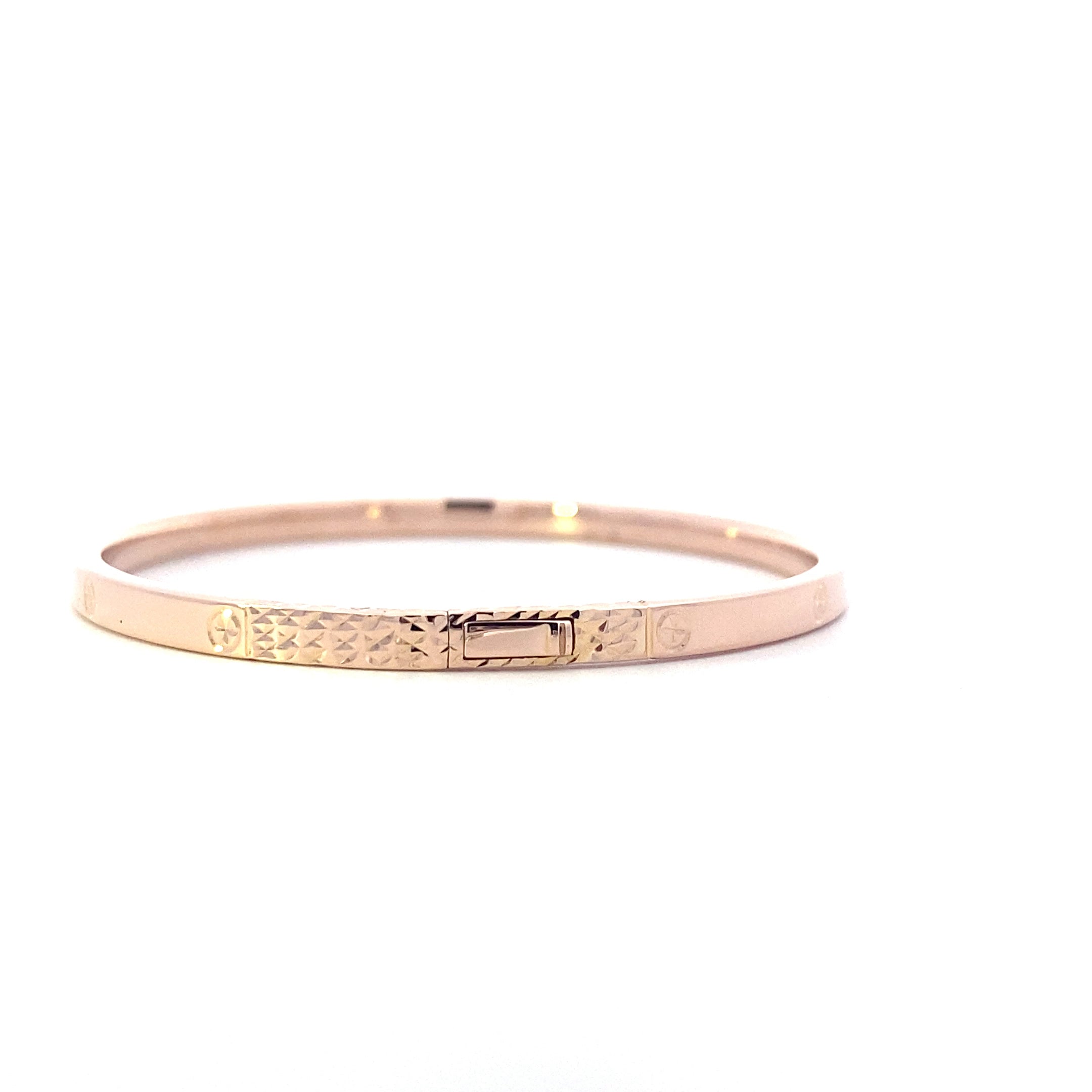 18K Rose Gold Diamond Cut Bangle Bracelet