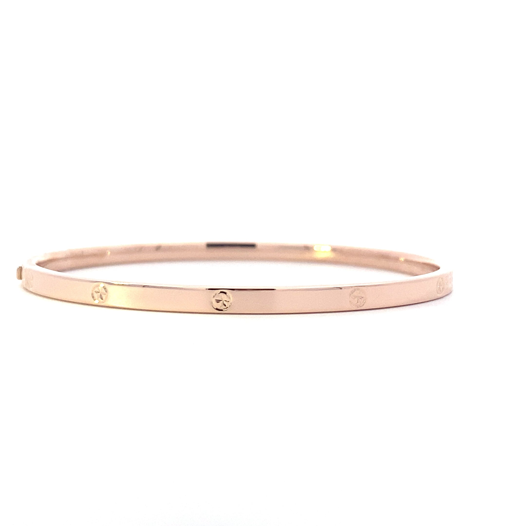 18K Rose Gold Diamond Cut Bangle Bracelet