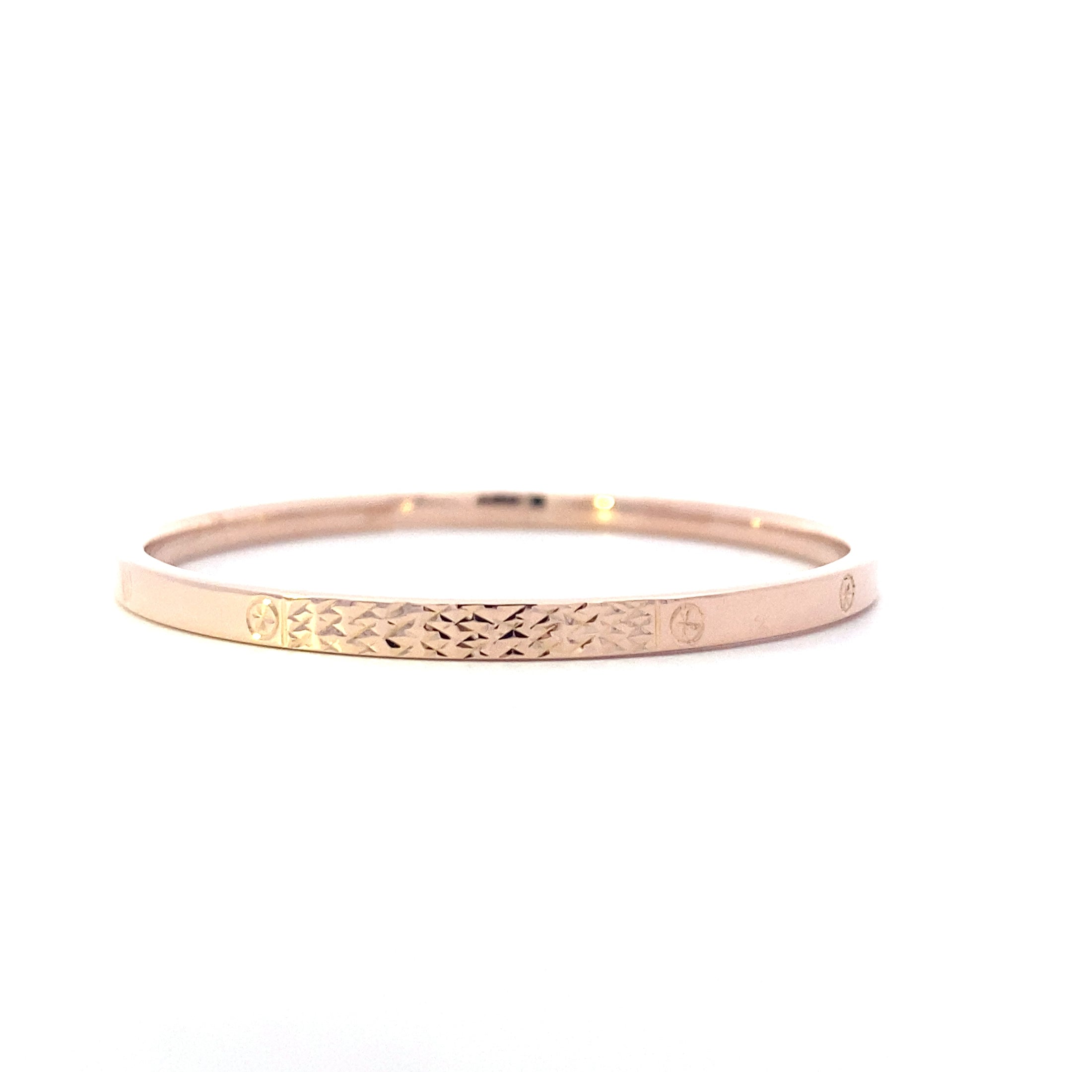 18K Rose Gold Diamond Cut Bangle Bracelet
