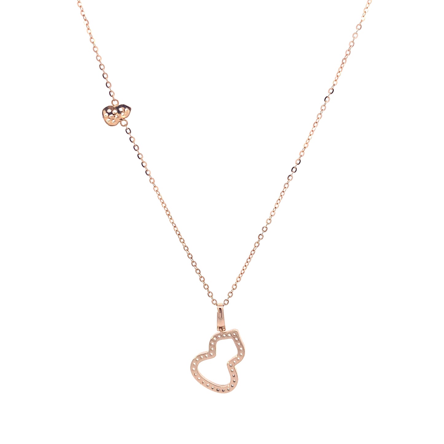 18k Rose Gold Qeenlin Gourd Pendant & 17.5" Cable Chain