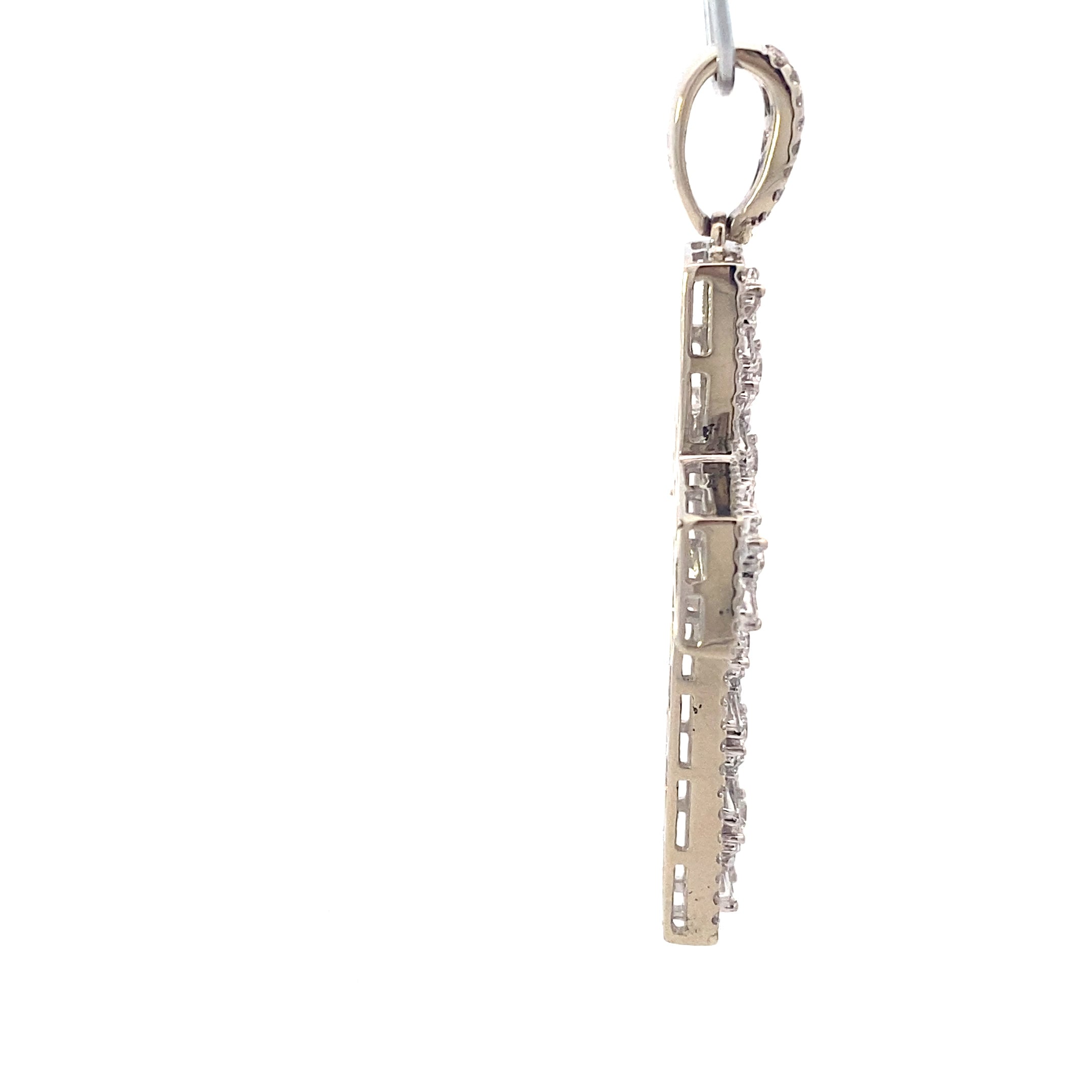 18K White Gold Diamond Cross Pendant - 3.90ct