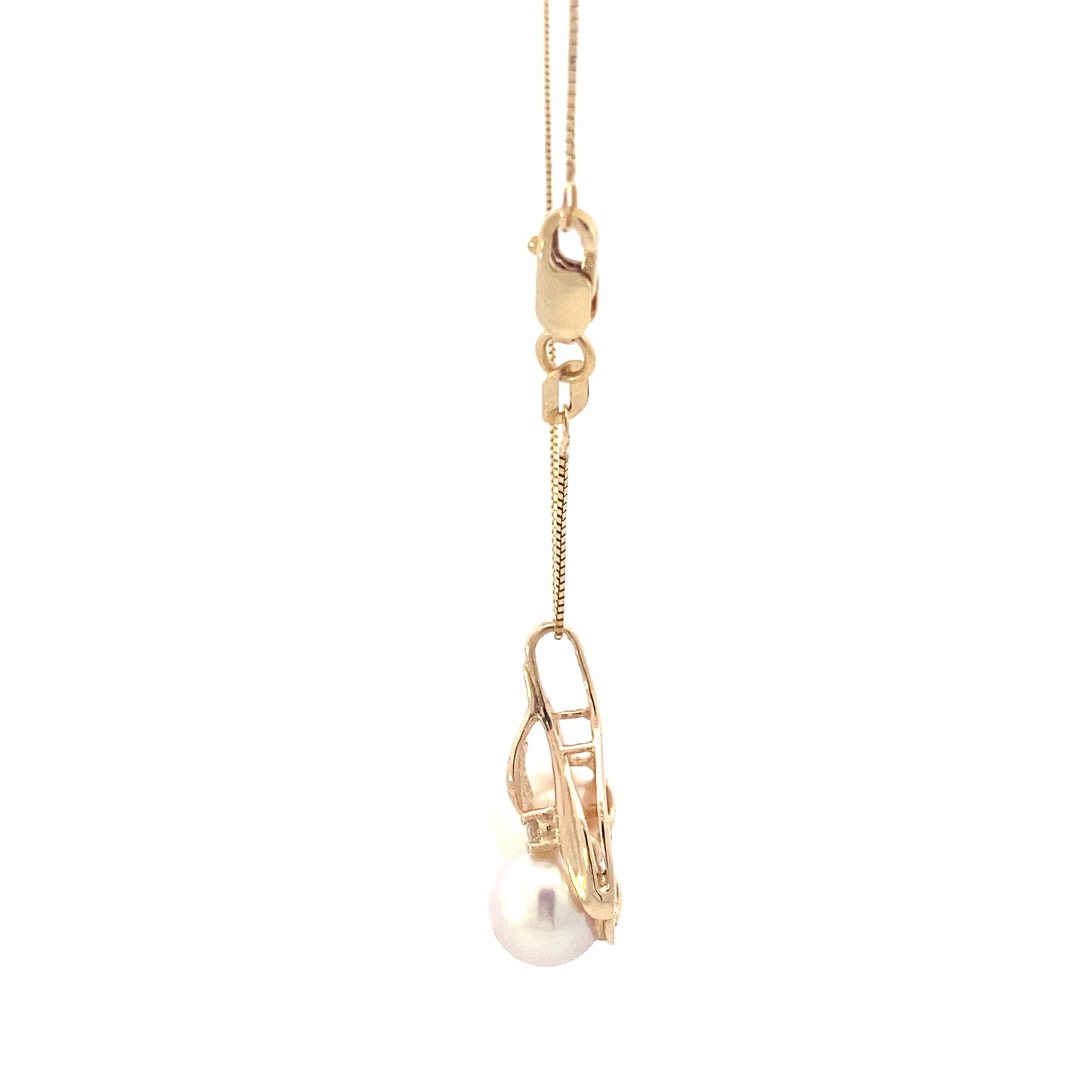 14K Yellow Gold Pearl & Diamond Necklace - 0.03ct