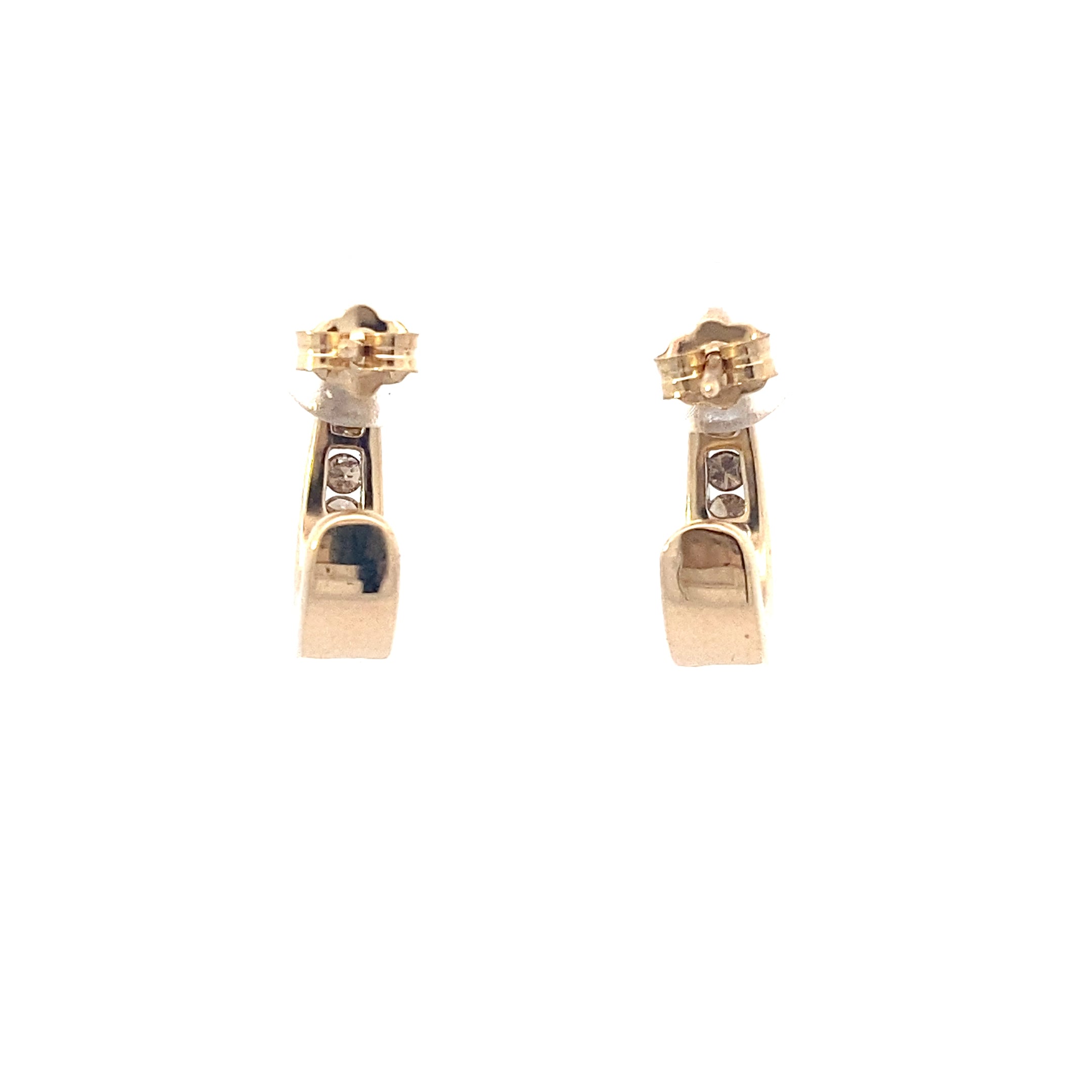 10K Yellow Gold Diamond Half Hoop Earrings-0.41ct
