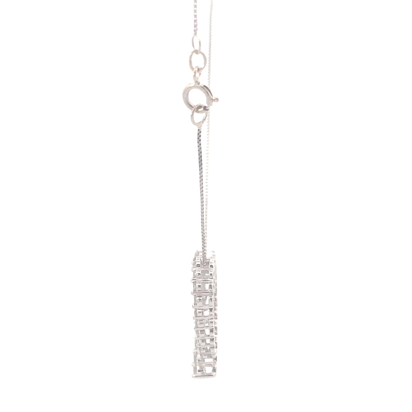 10K White Gold Diamond Heart Pendant & 19.5" Box Chain -0.46ct