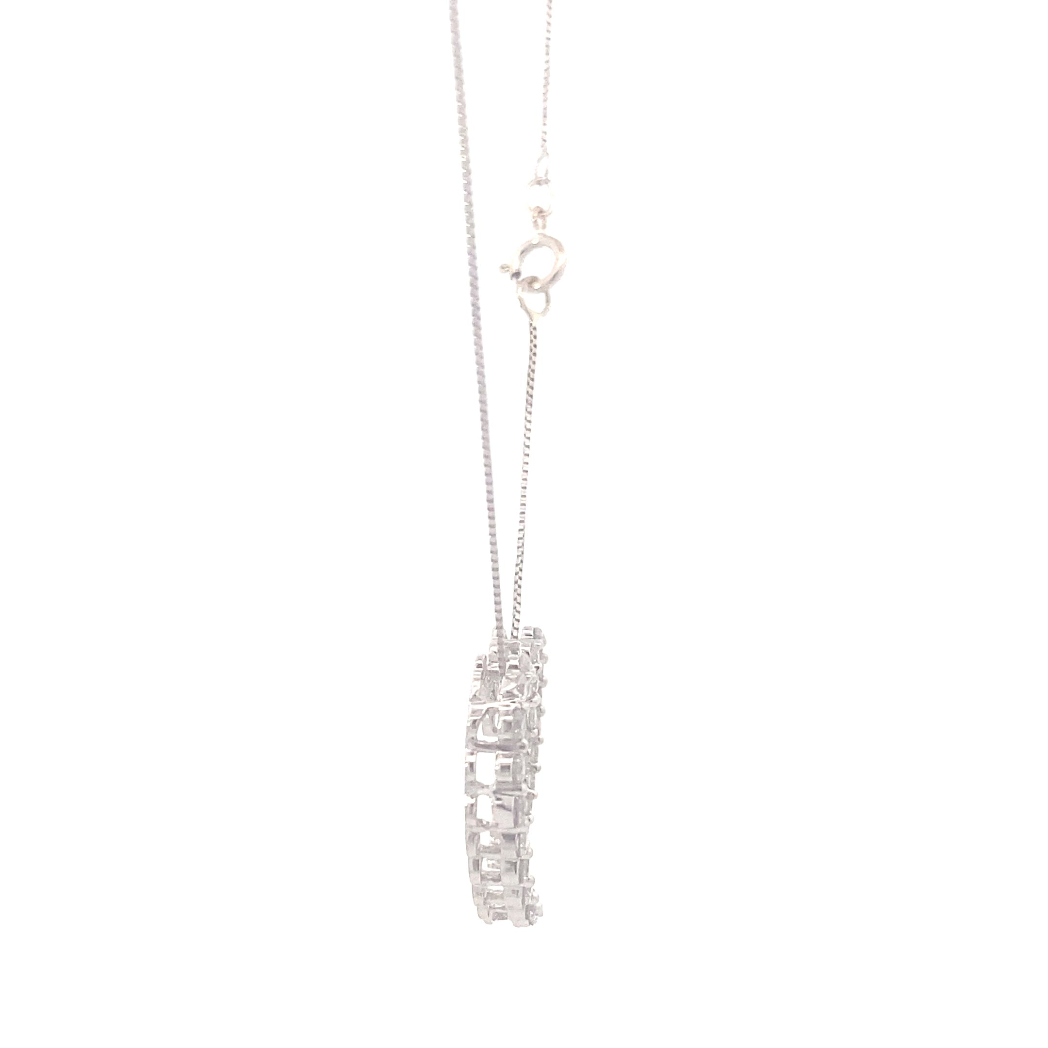 10K White Gold Diamond Heart Pendant & 19.5