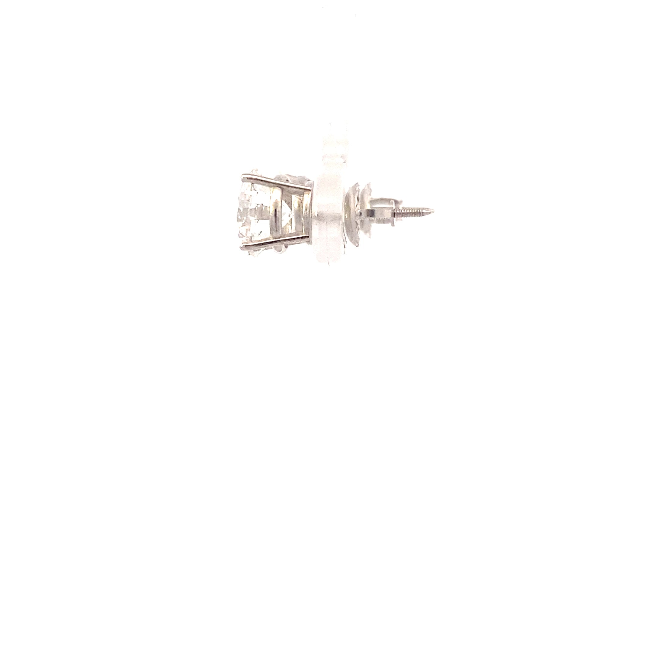 New 14K White Gold Lab Diamond Solitaire Earrings