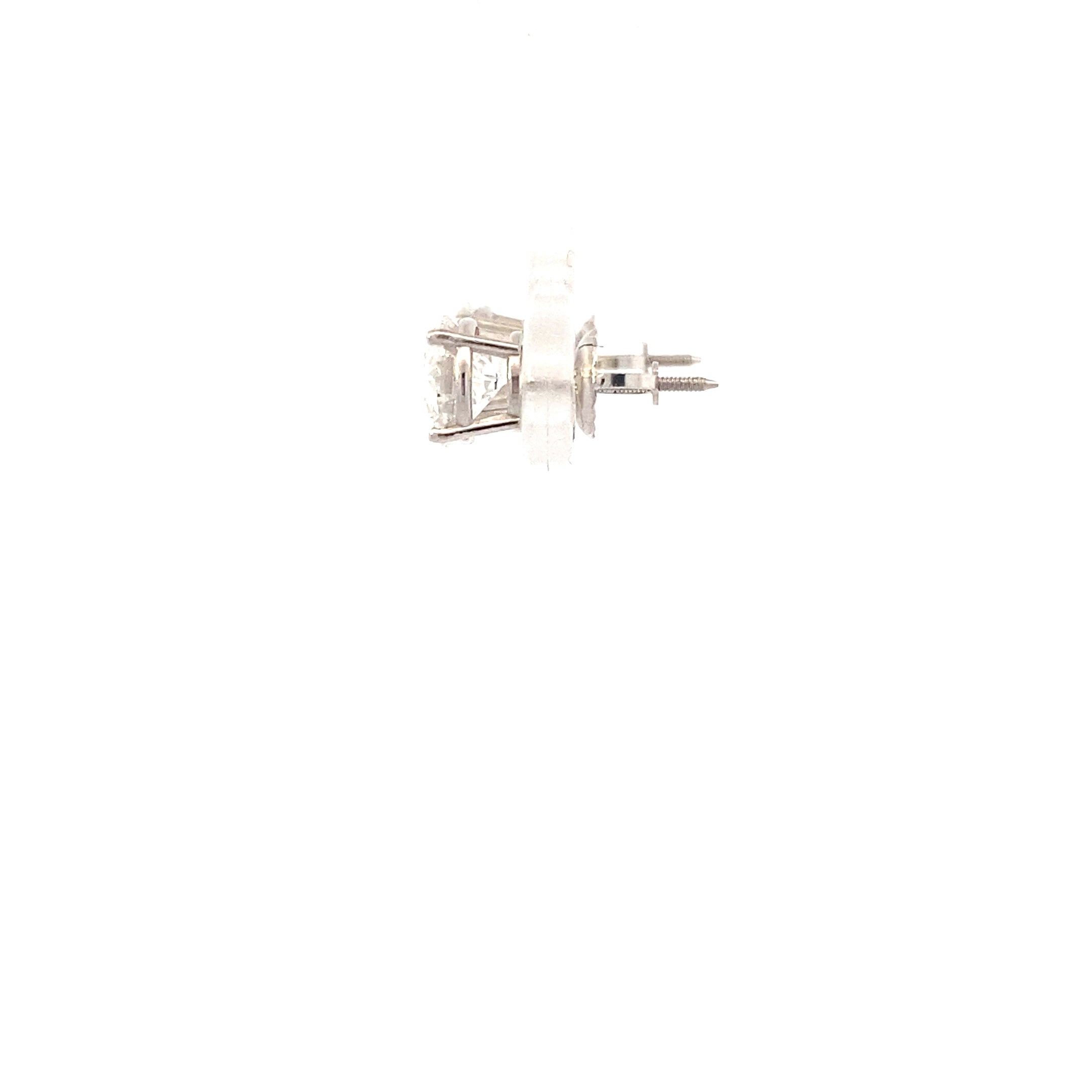 New 14K White Gold Lab Diamond Solitaire Earrings - 2.0ct