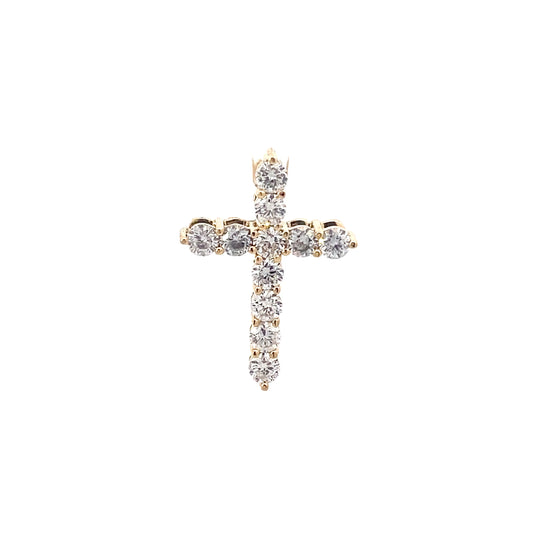 New 10K Yellow Gold Lab Diamond Cross Pendant - 1.15ct