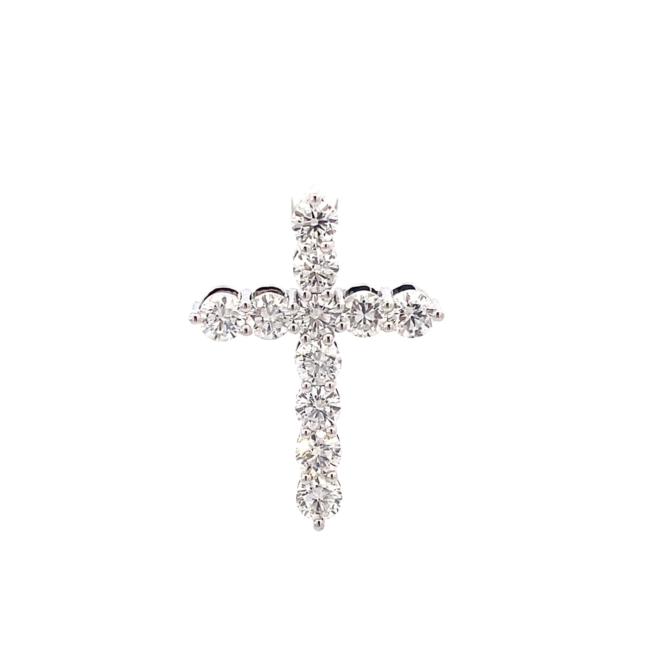 New 10K White Gold Lab Diamond Cross Pendant - 2.30ct