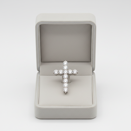 New 10K White Gold Lab Diamond Cross Pendant - 2.30ct