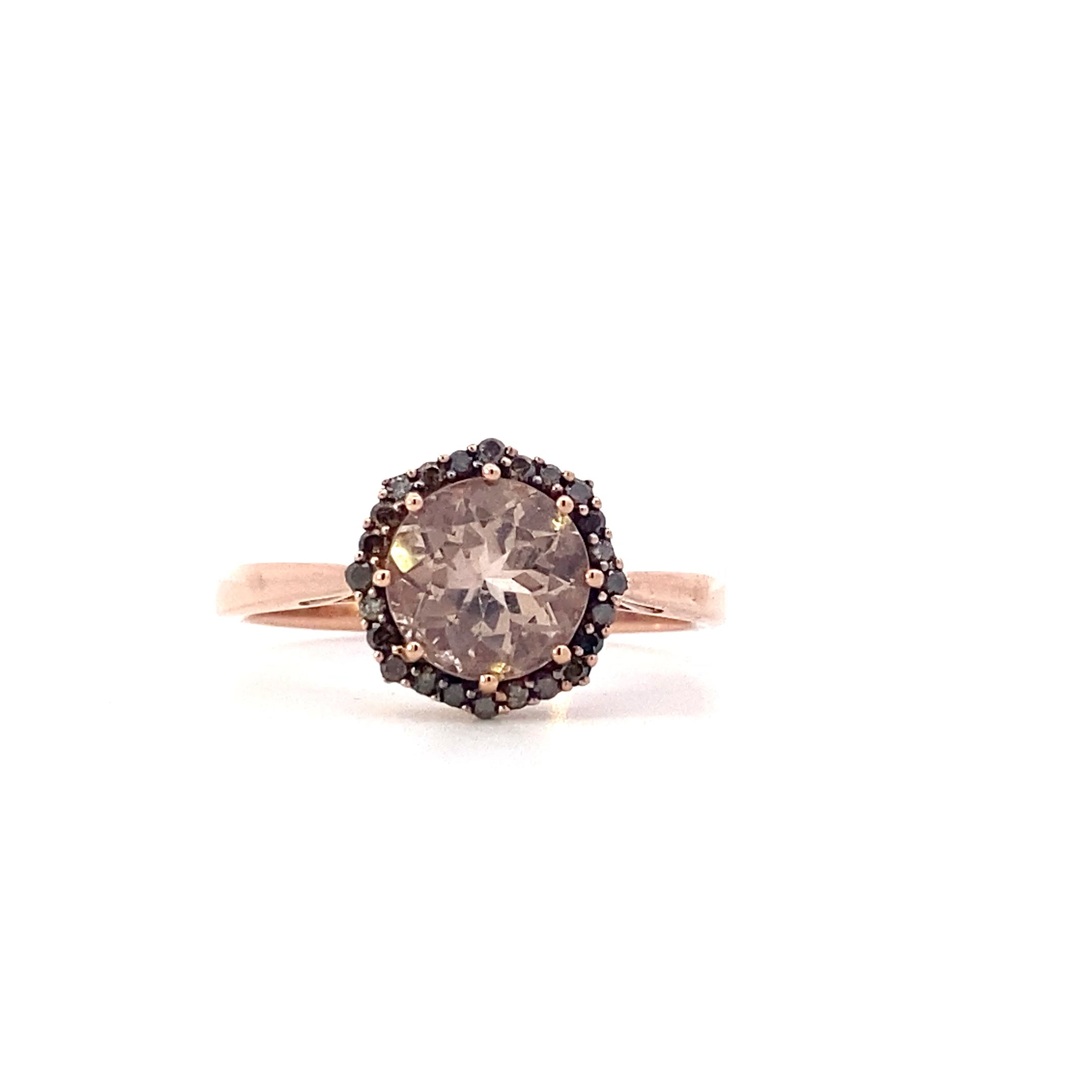 10K Rose Gold Diamond & Morganite Women's Ring - 0.09ct