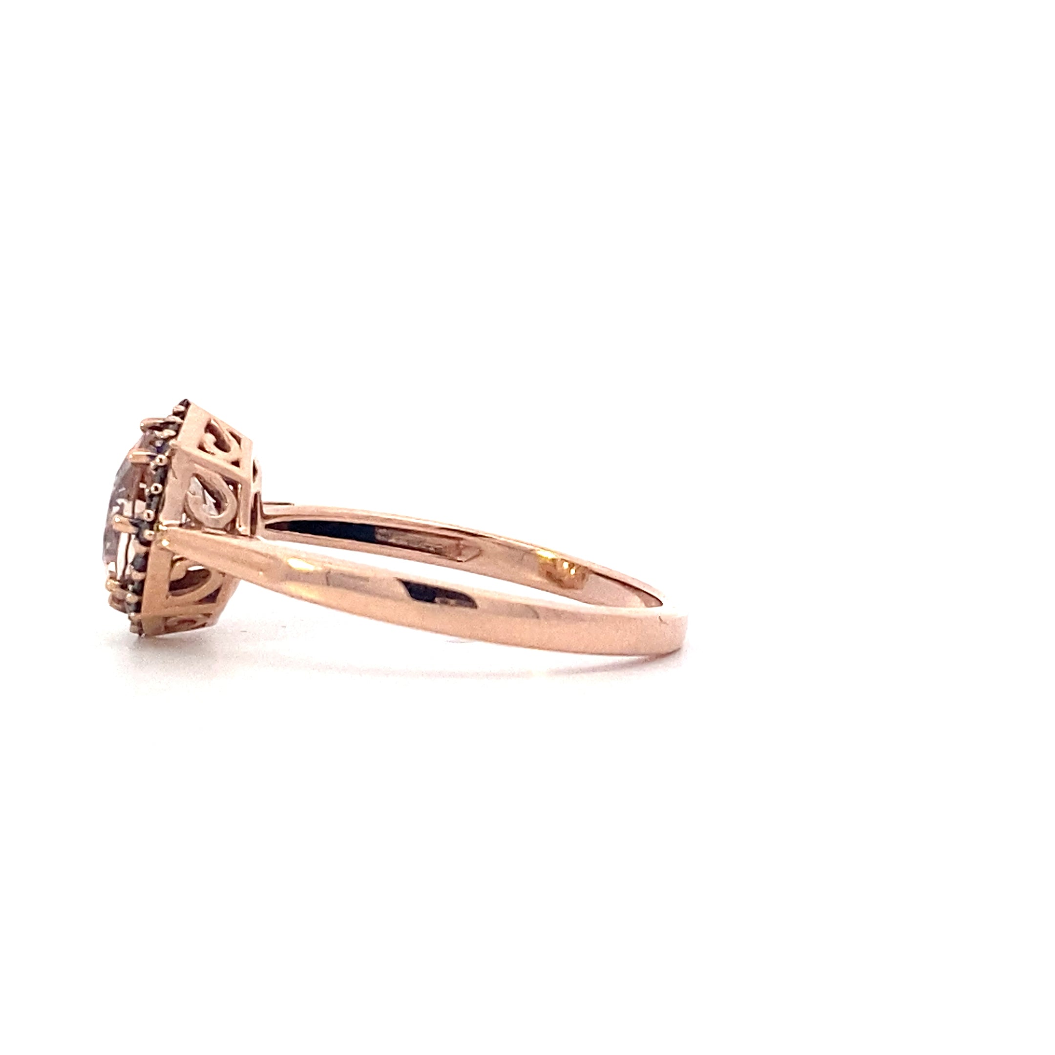 10K Rose Gold Diamond & Morganite Women's Ring - 0.09ct